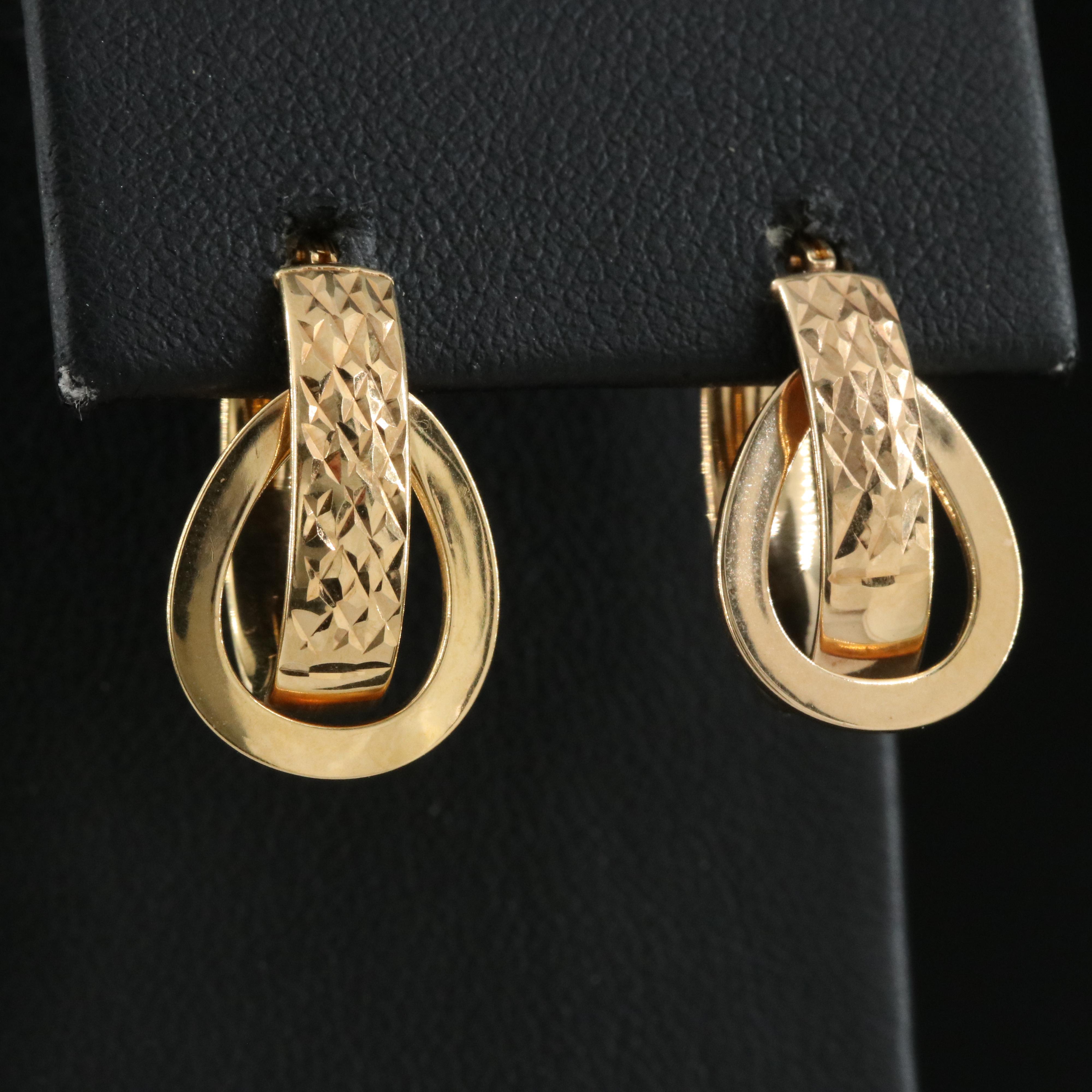 Italian 14K Earrings with Diamond Cut Accents