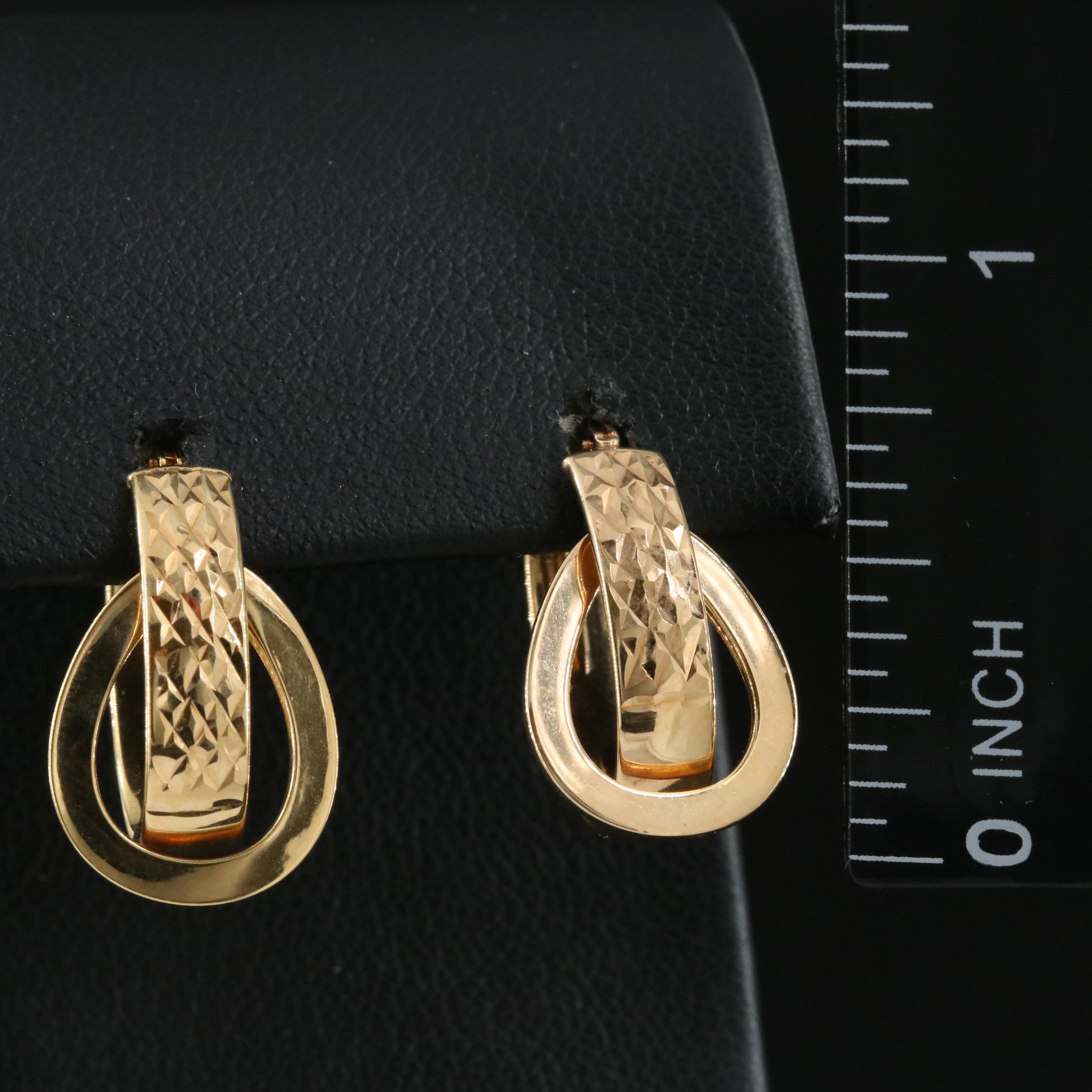 Italian 14K Earrings with Diamond Cut Accents