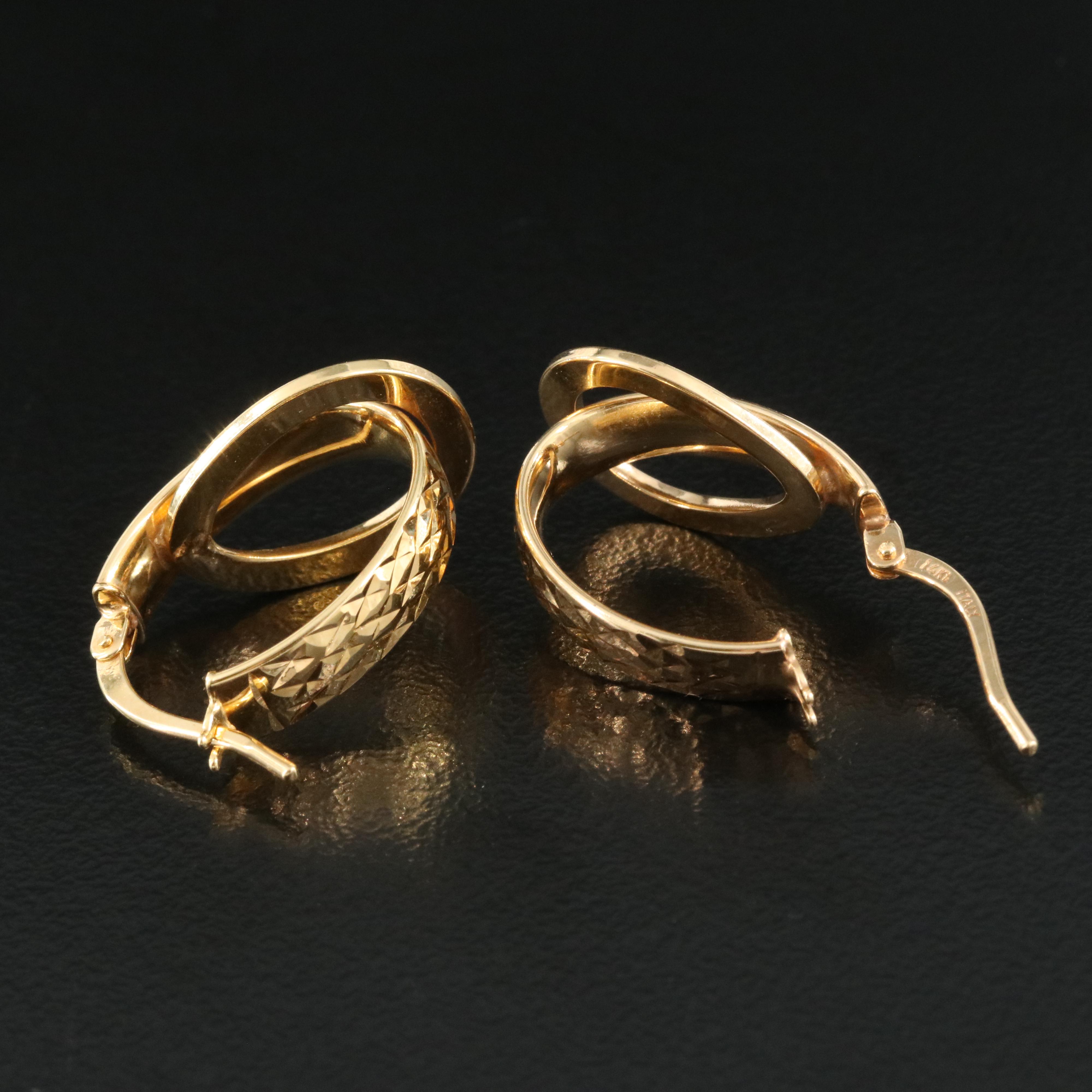 Italian 14K Earrings with Diamond Cut Accents