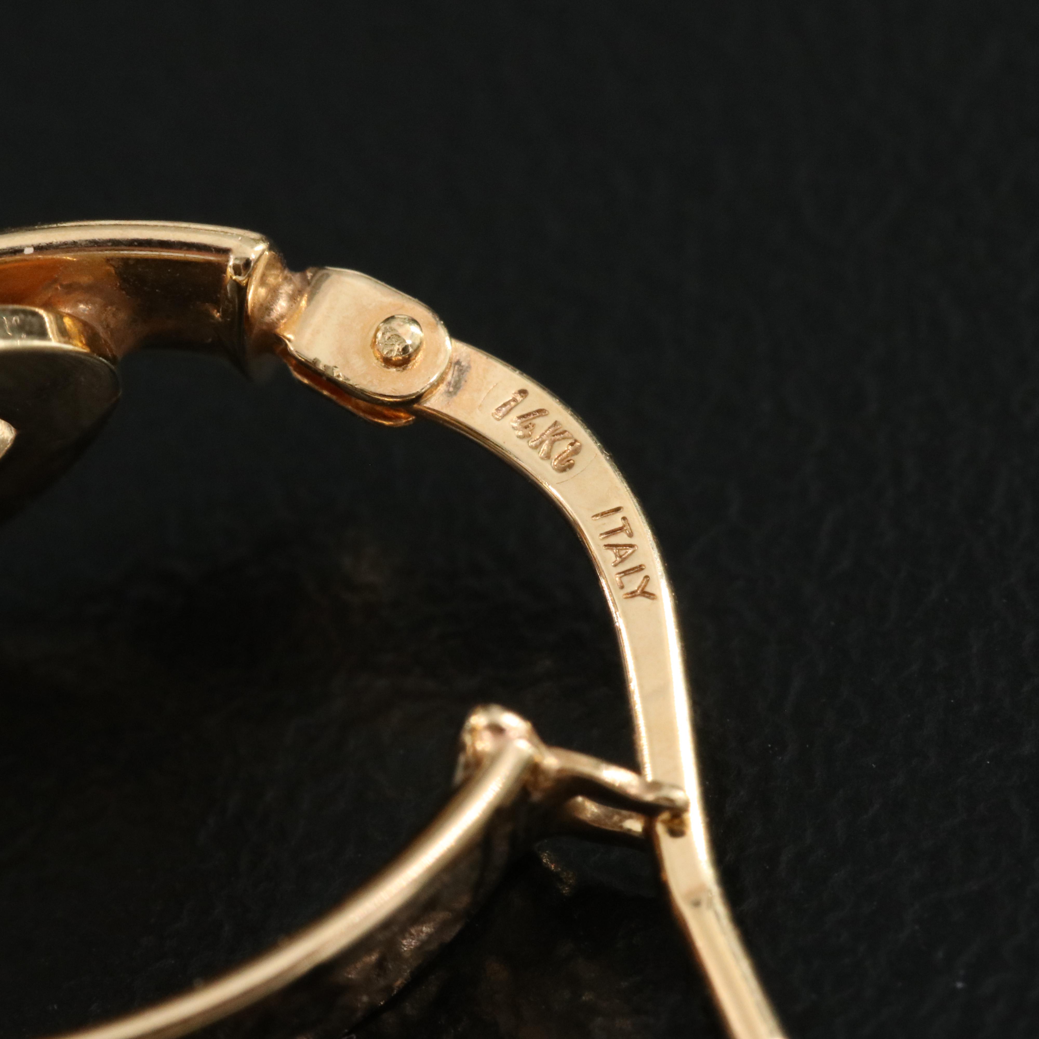 Italian 14K Earrings with Diamond Cut Accents