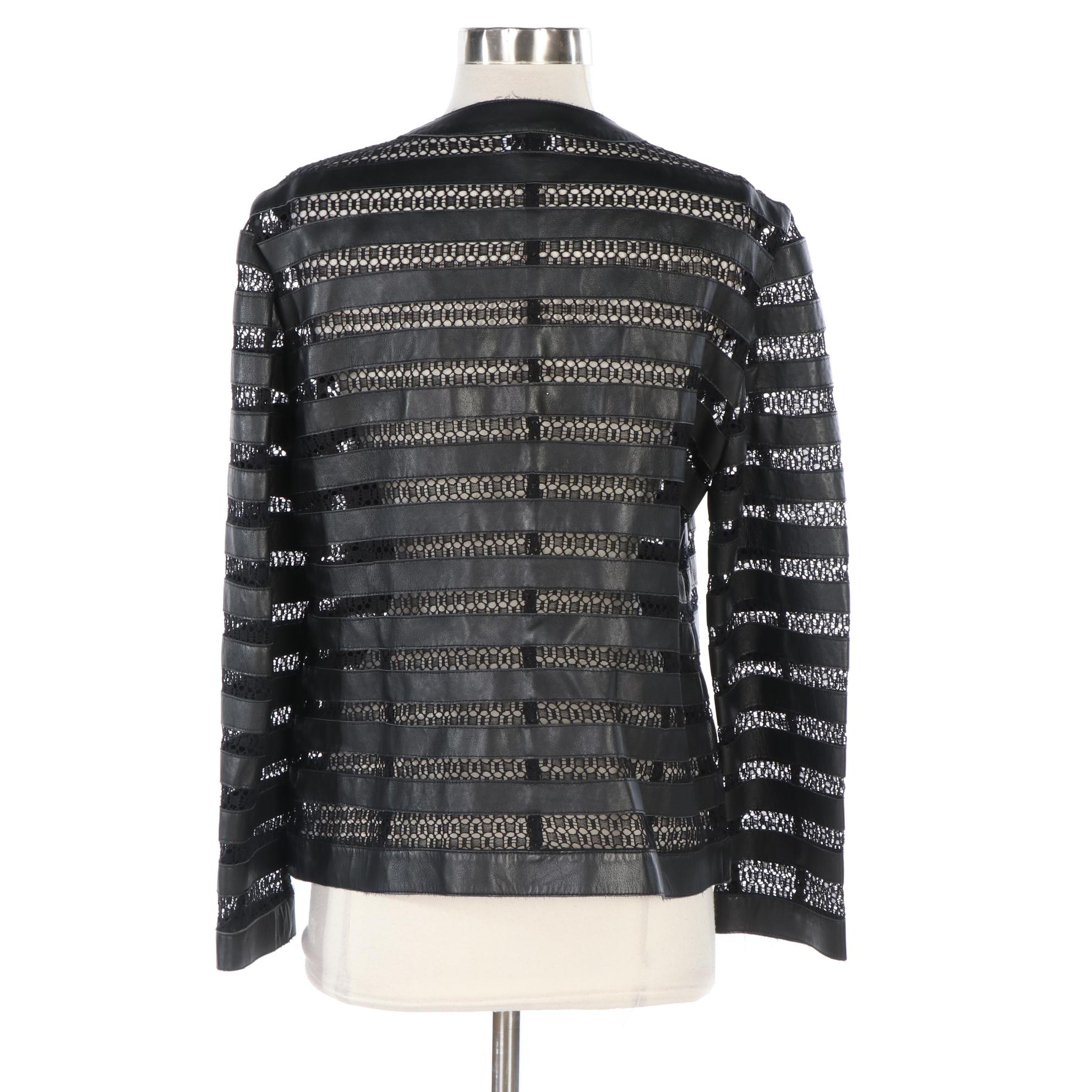 Armani Collezioni Leather and Crochet Jacket