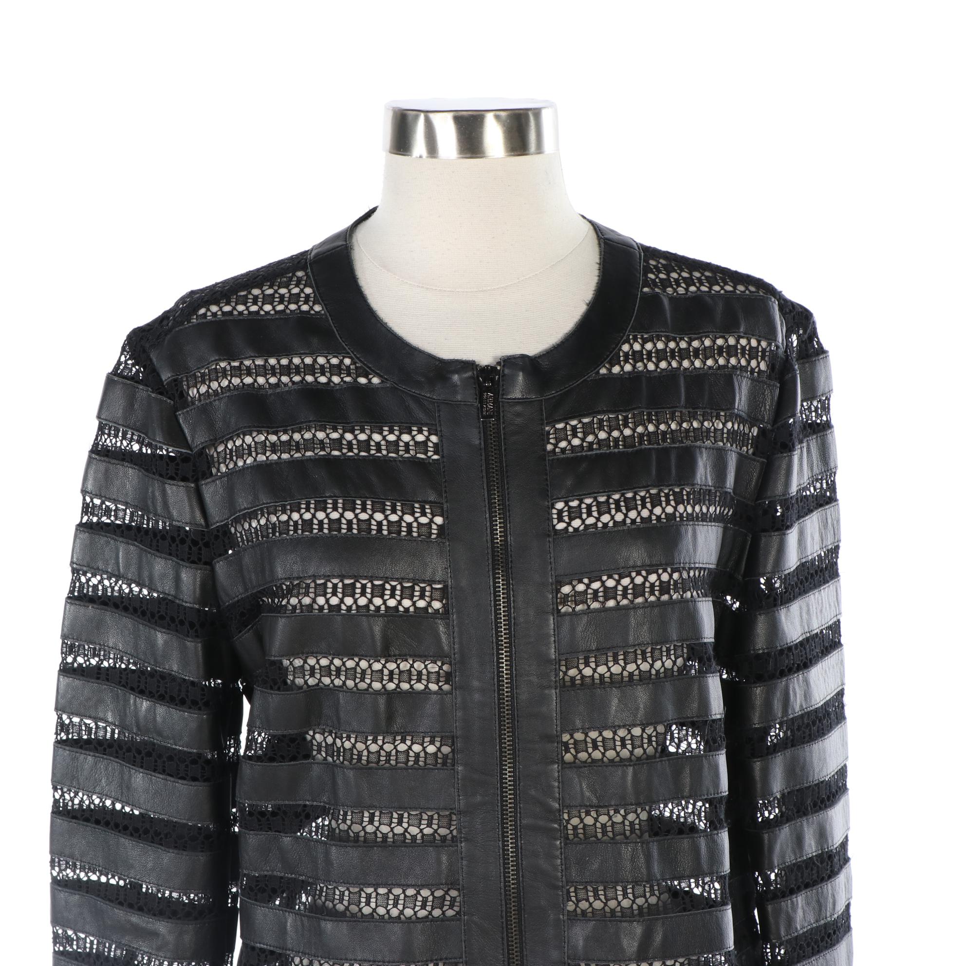 Armani Collezioni Leather and Crochet Jacket