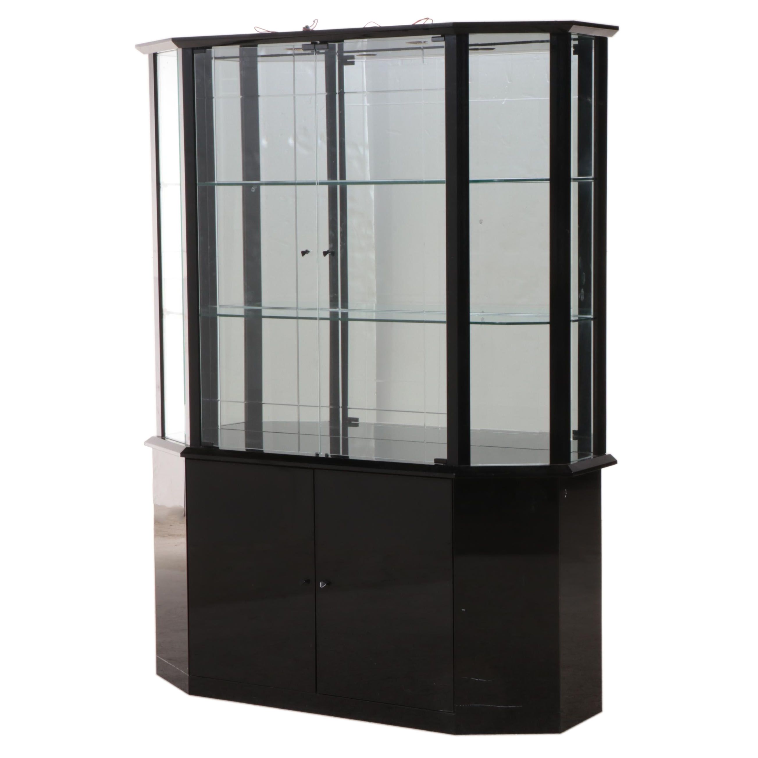 Ebonized Wood and Glass China Cabinet