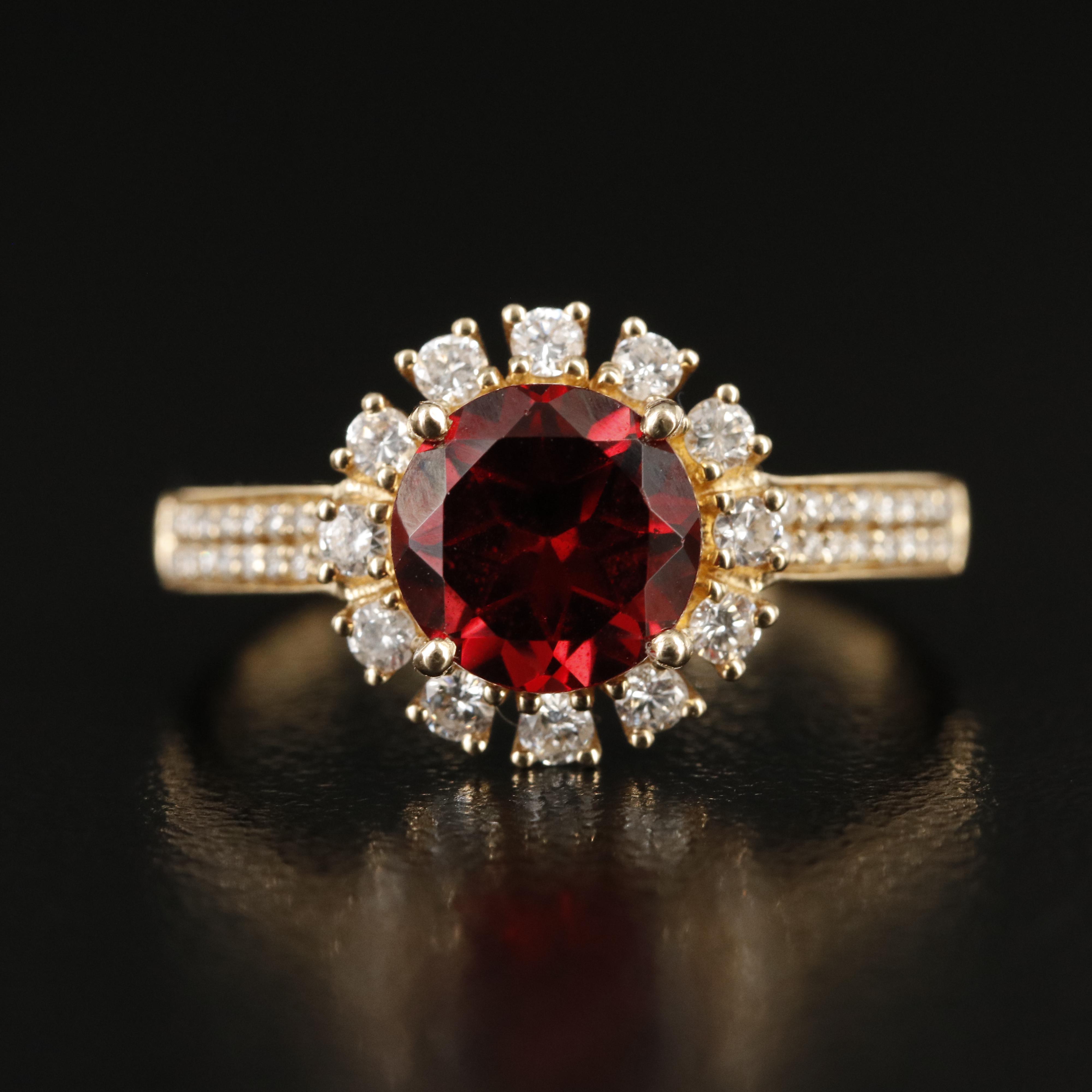14K Garnet and Diamond Ring