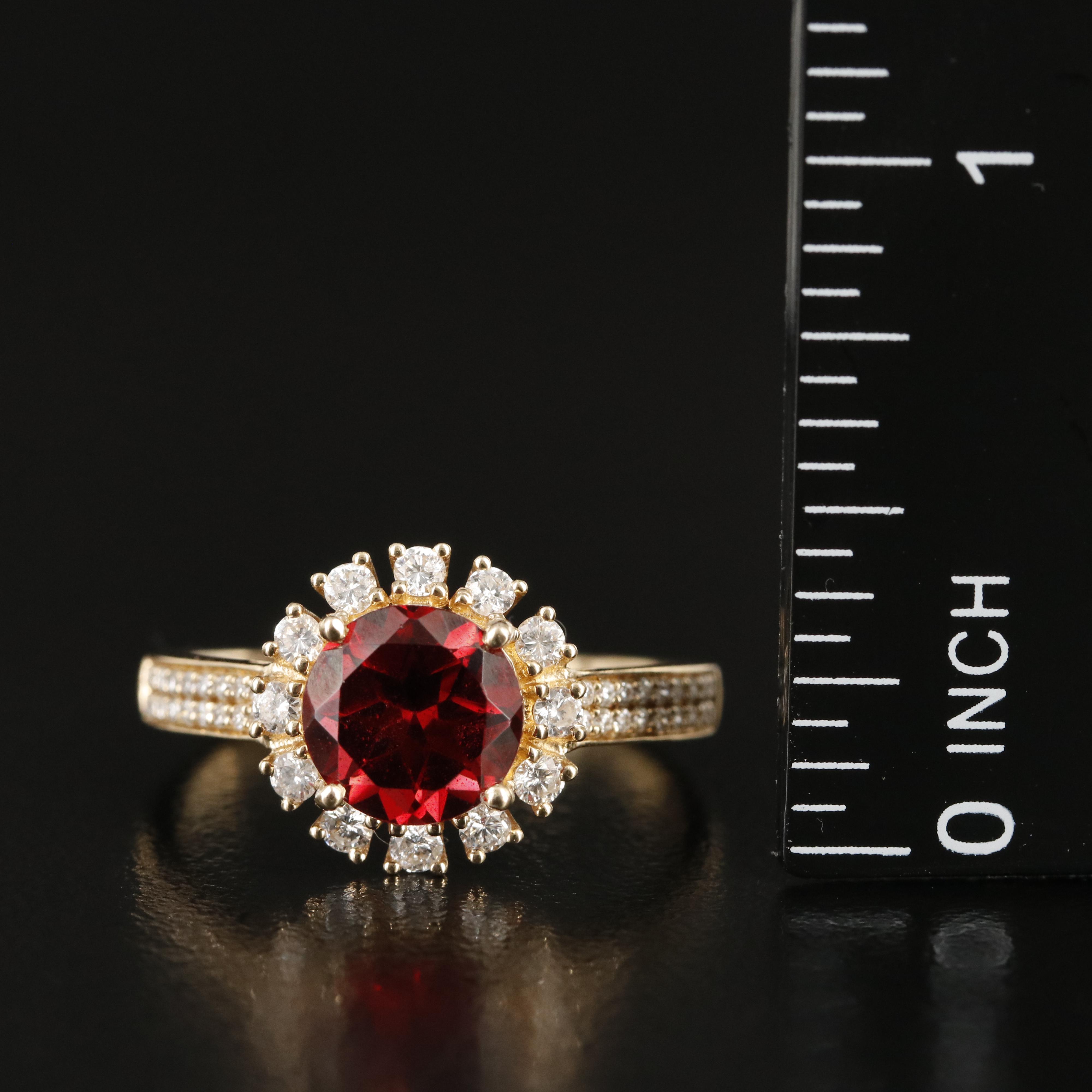 14K Garnet and Diamond Ring