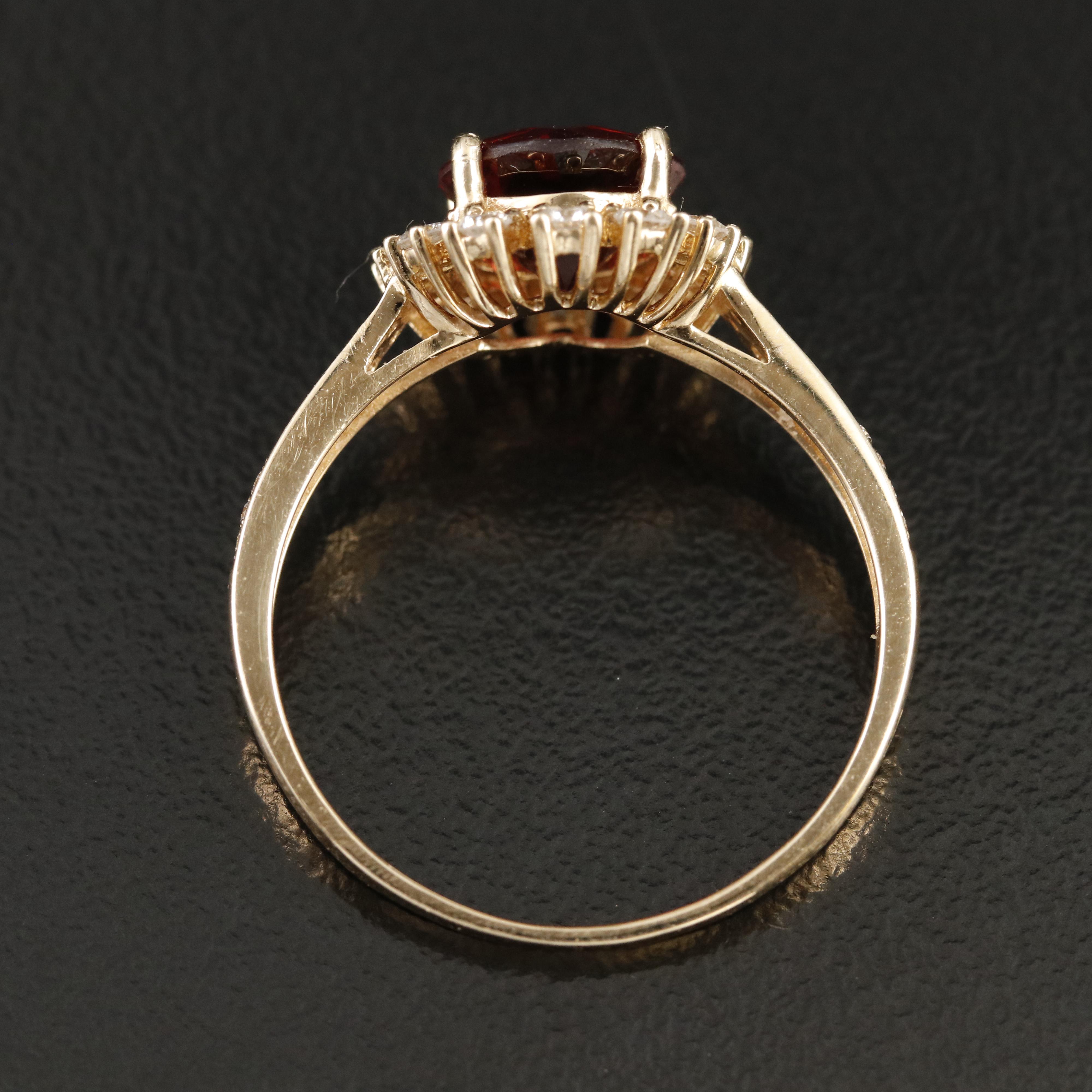 14K Garnet and Diamond Ring