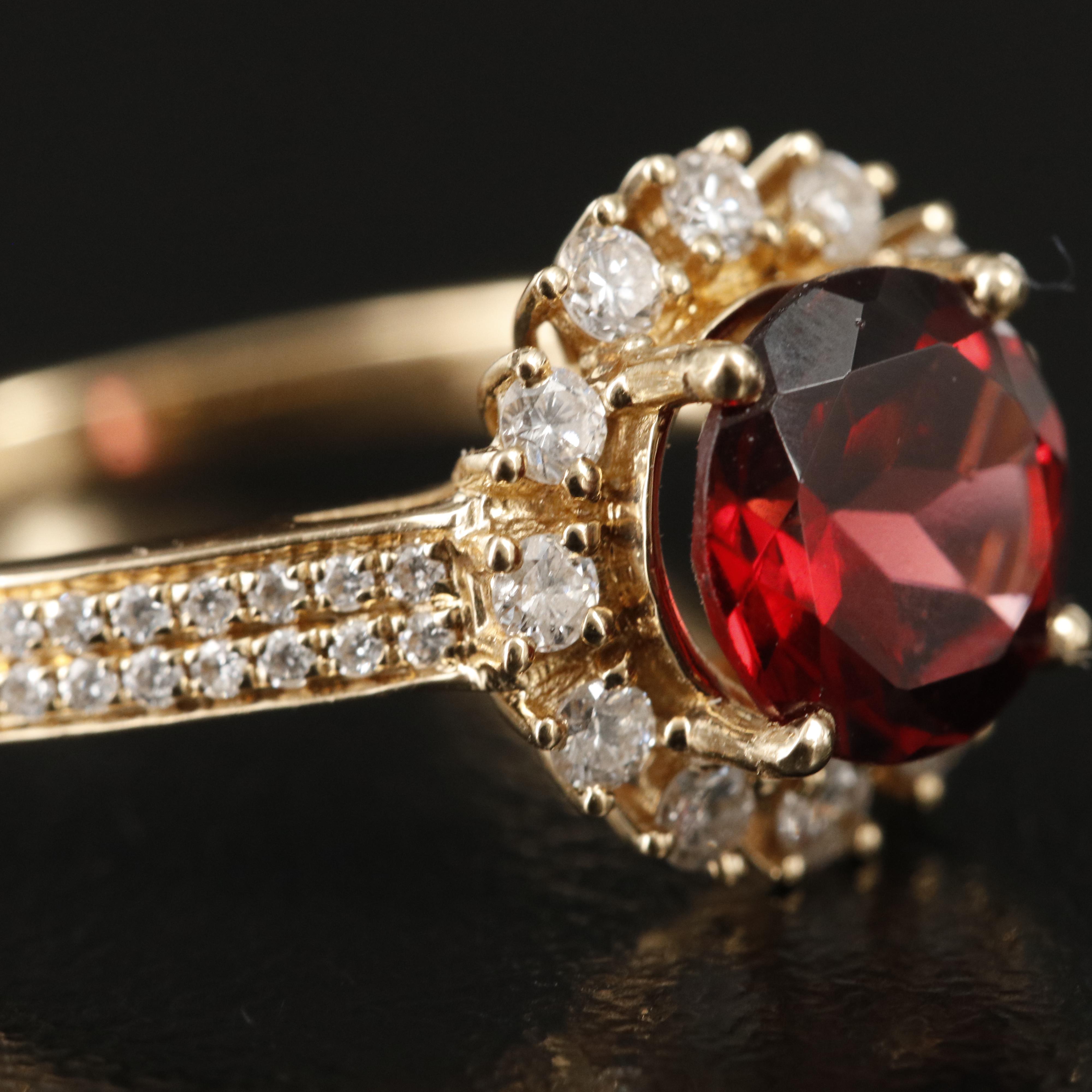 14K Garnet and Diamond Ring