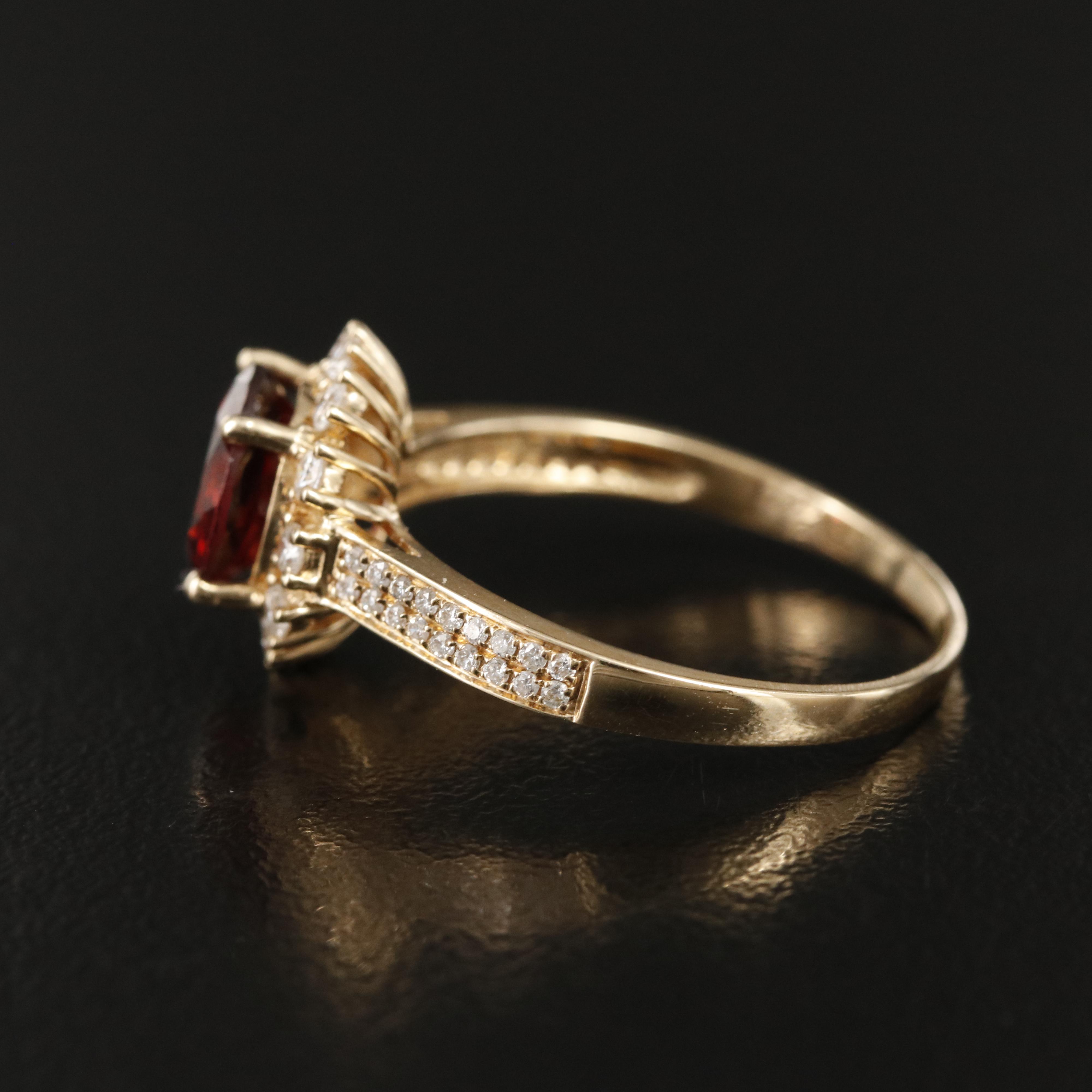 14K Garnet and Diamond Ring