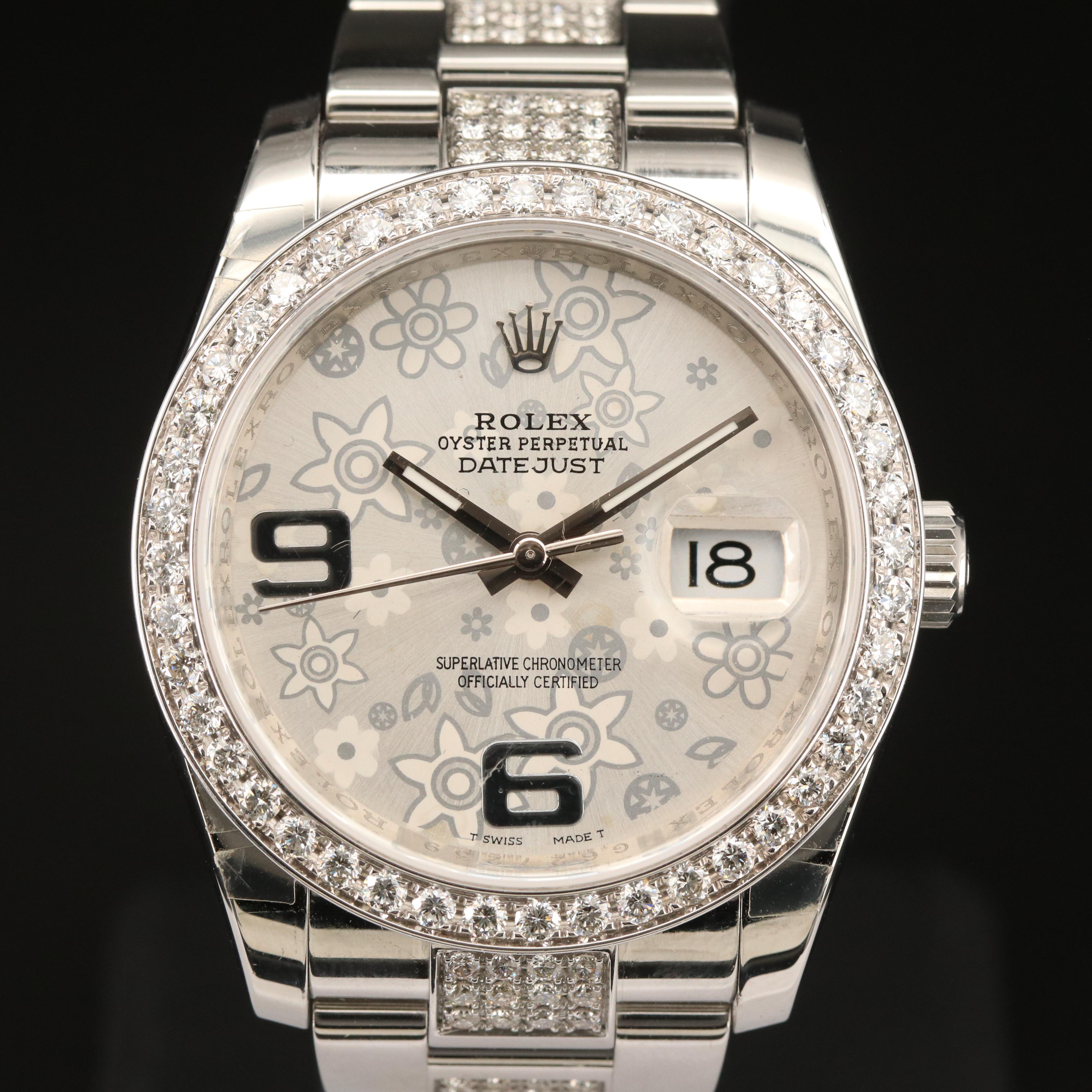 Rolex Oyster Perpetual Datejust 4.49 CTW Diamond and Stainless Steel Watch