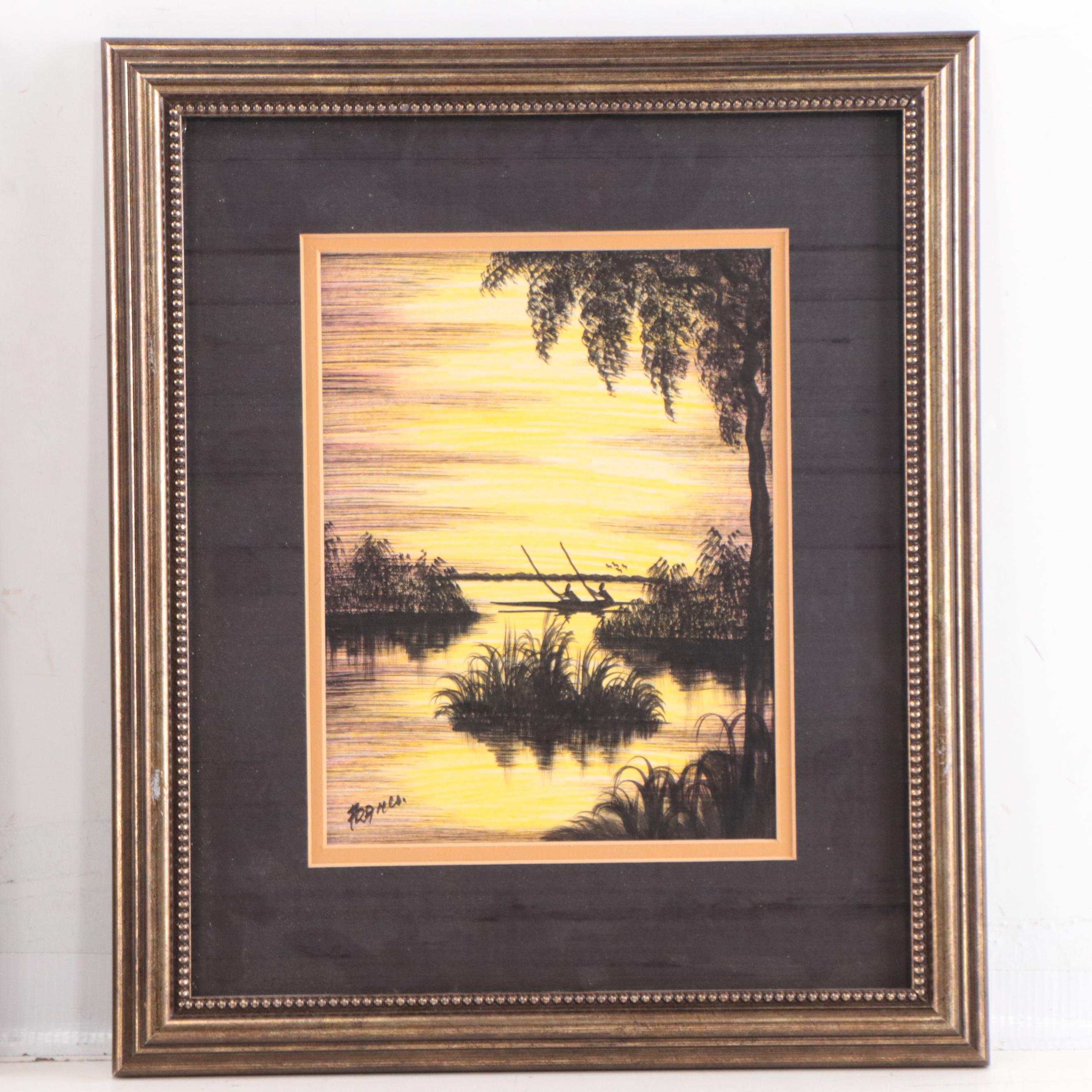 Franco Ink and Watercolor Tropical Landscapes