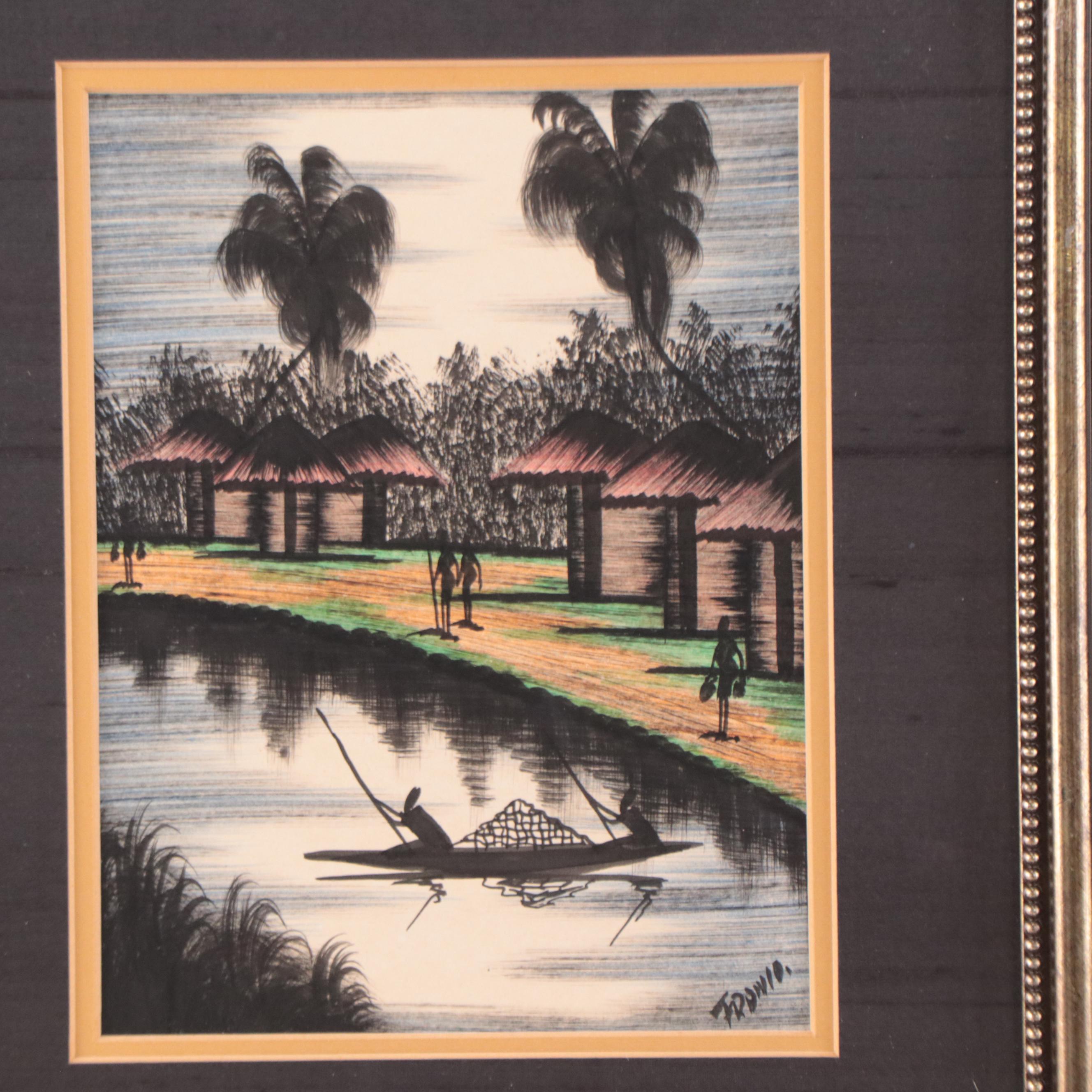 Franco Ink and Watercolor Tropical Landscapes