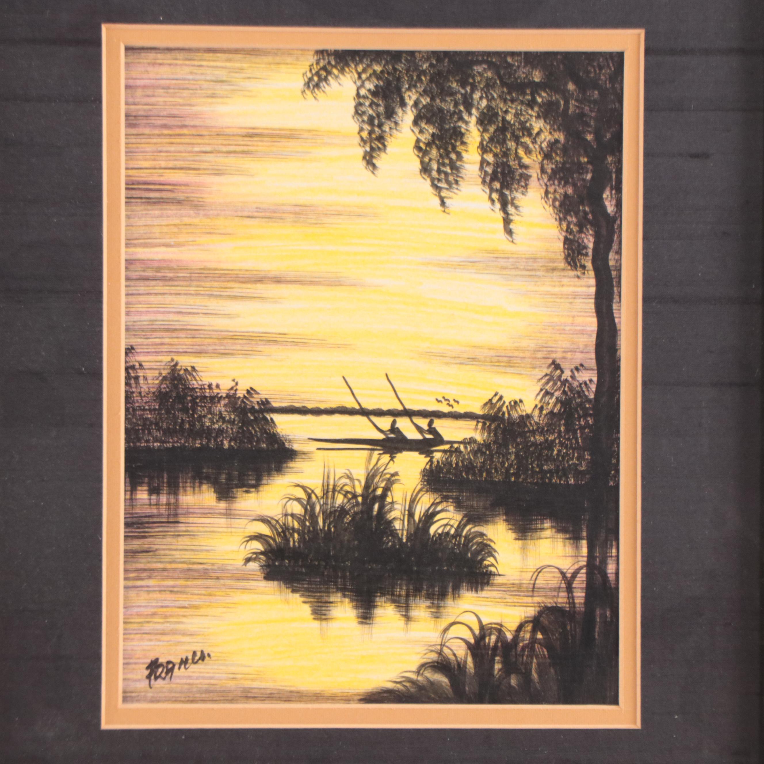 Franco Ink and Watercolor Tropical Landscapes