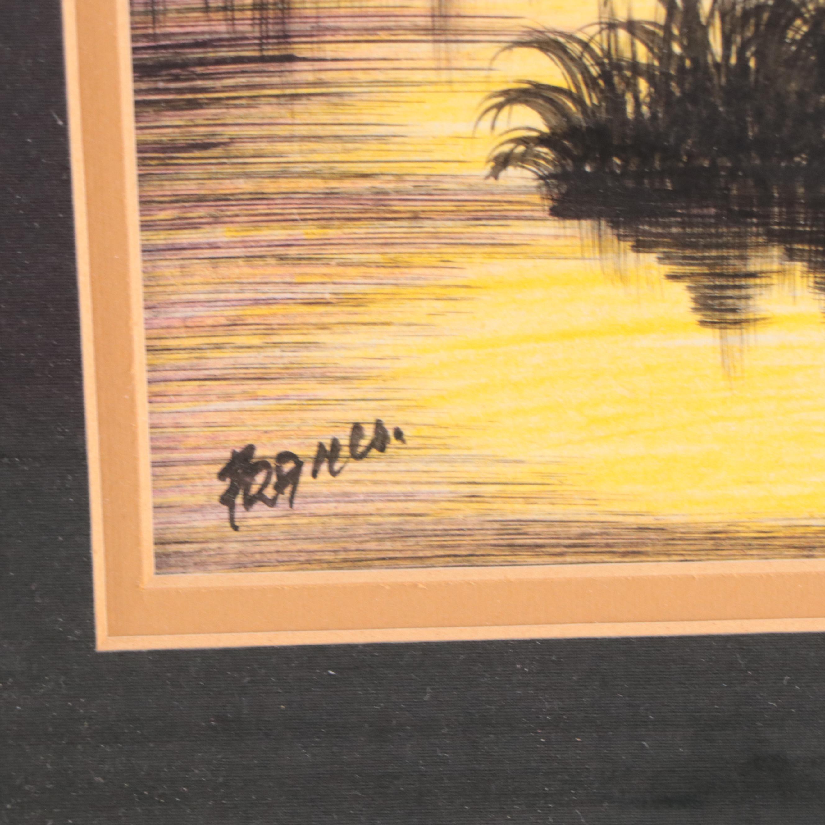 Franco Ink and Watercolor Tropical Landscapes