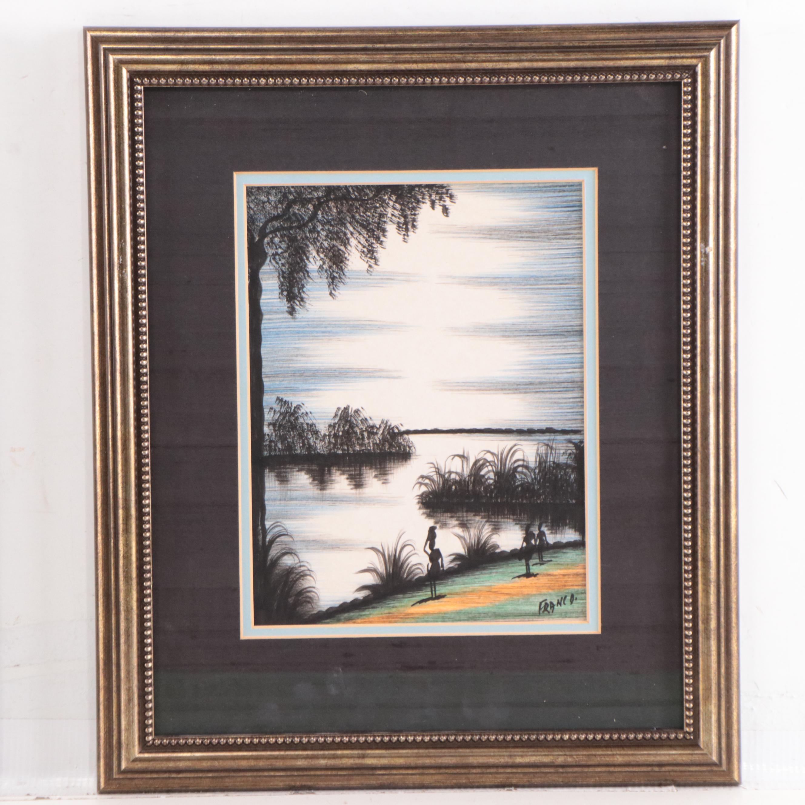 Franco Ink and Watercolor Tropical Landscapes