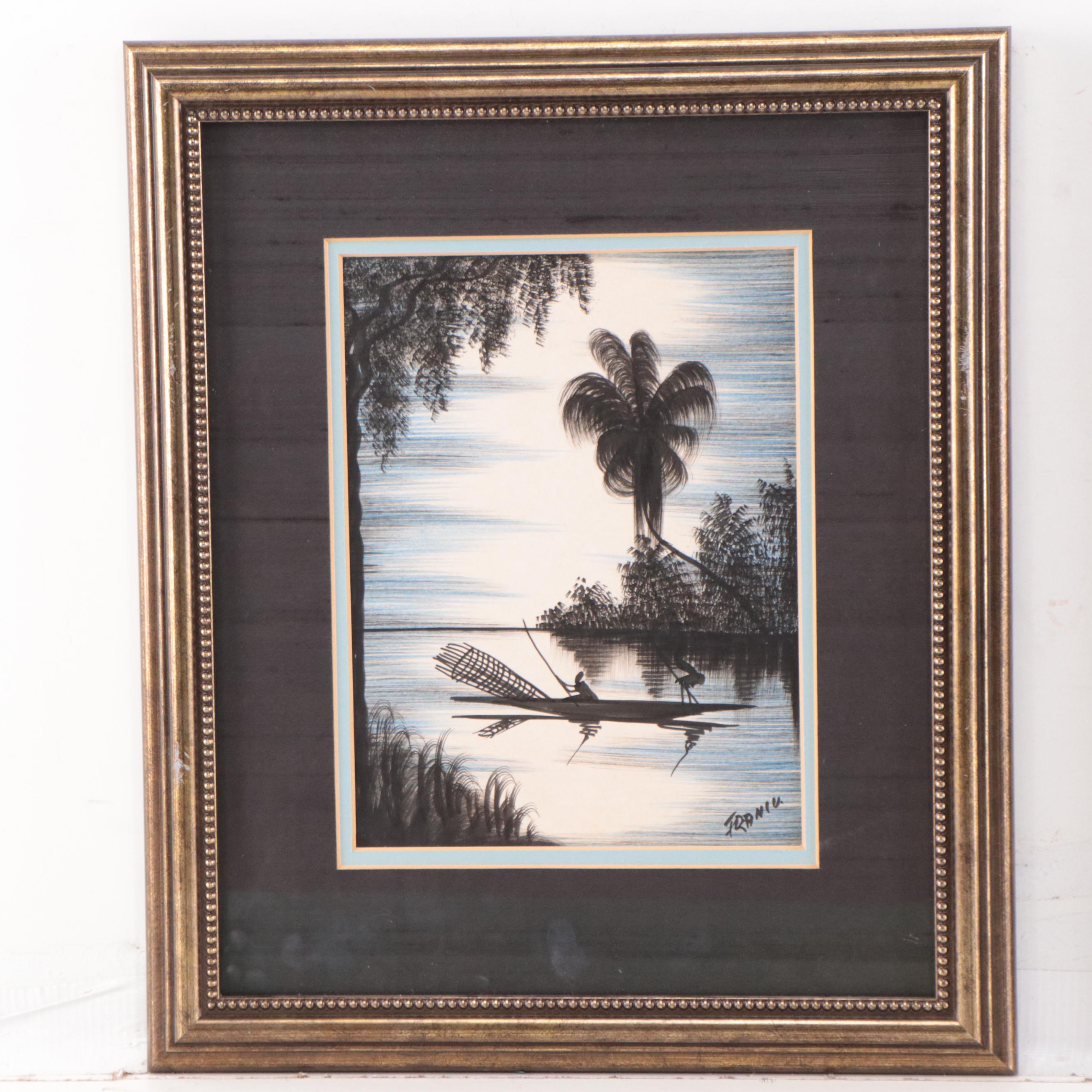 Franco Ink and Watercolor Tropical Landscapes