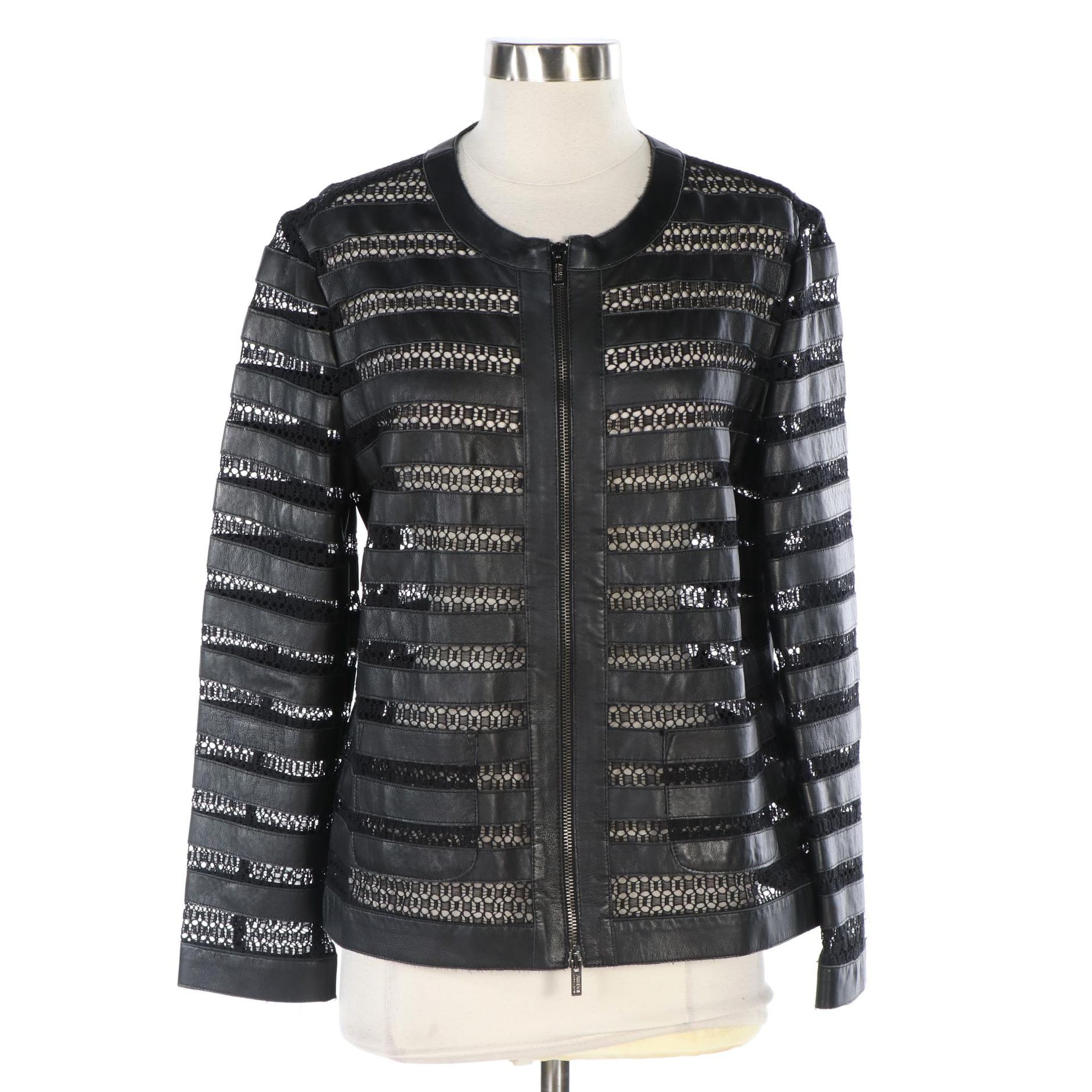 Armani Collezioni Leather and Crochet Jacket
