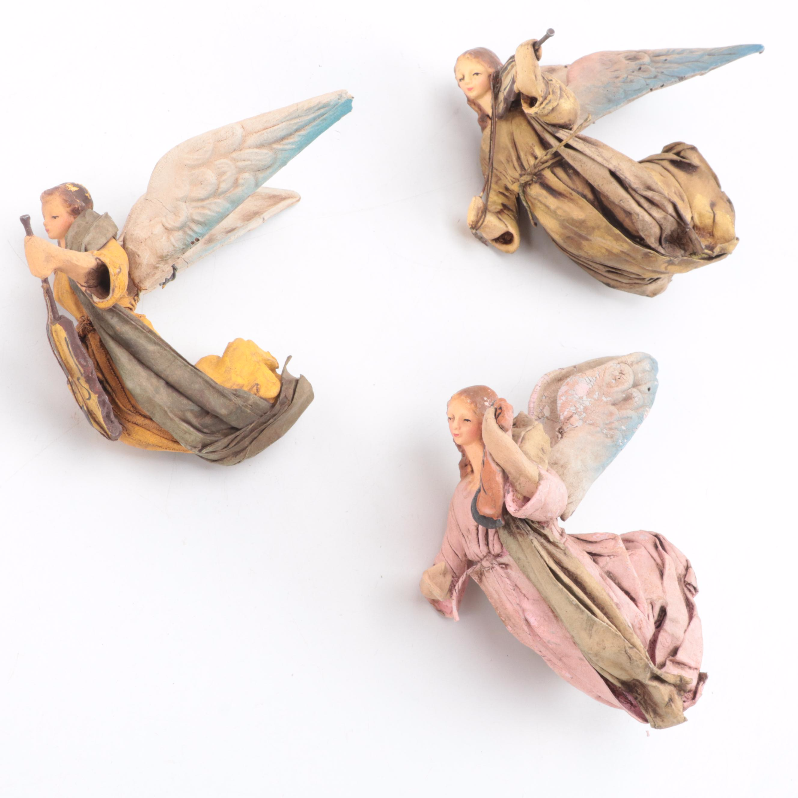 Italian Hand-Painted CartaPesta Papier-Mâché Angel Figurines