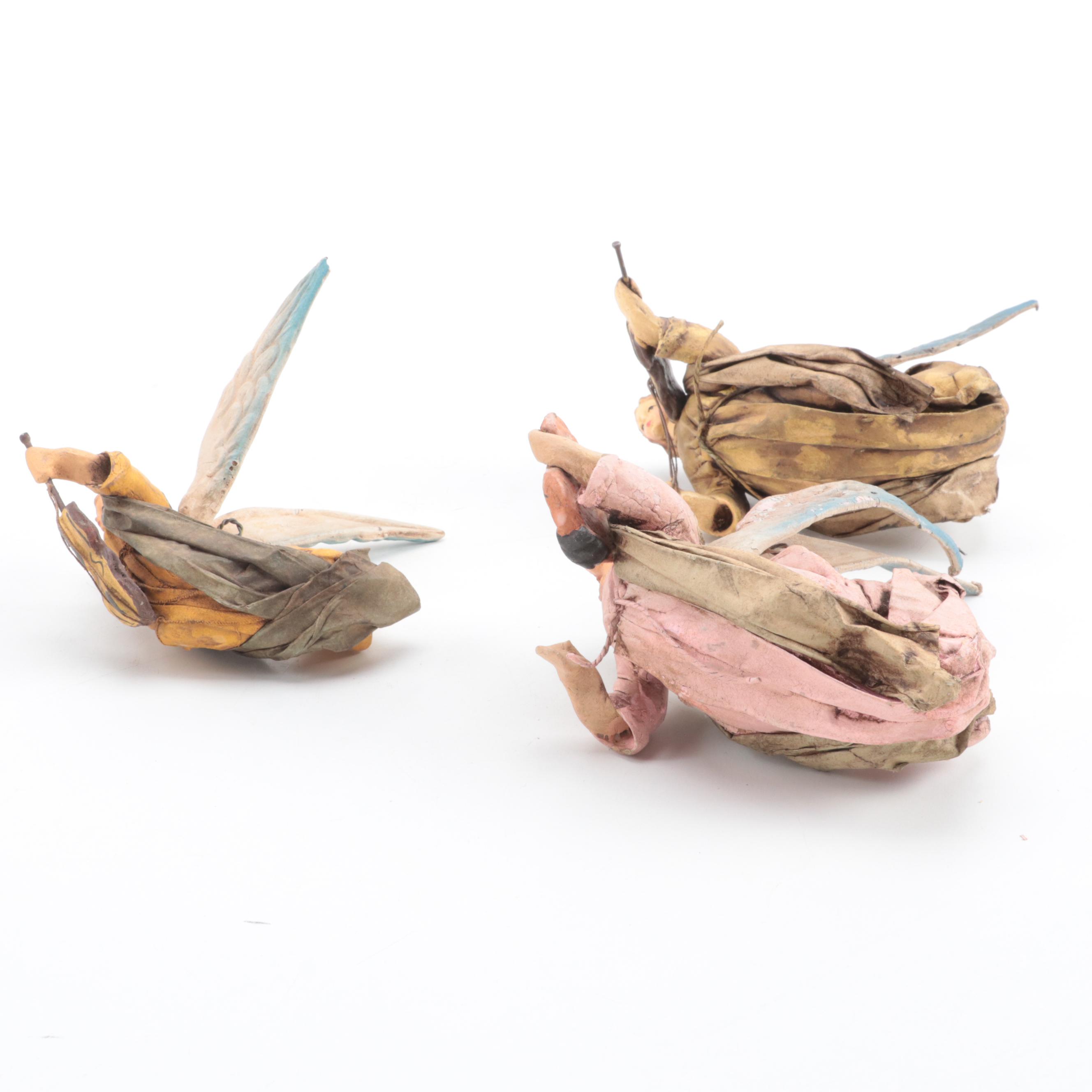 Italian Hand-Painted CartaPesta Papier-Mâché Angel Figurines