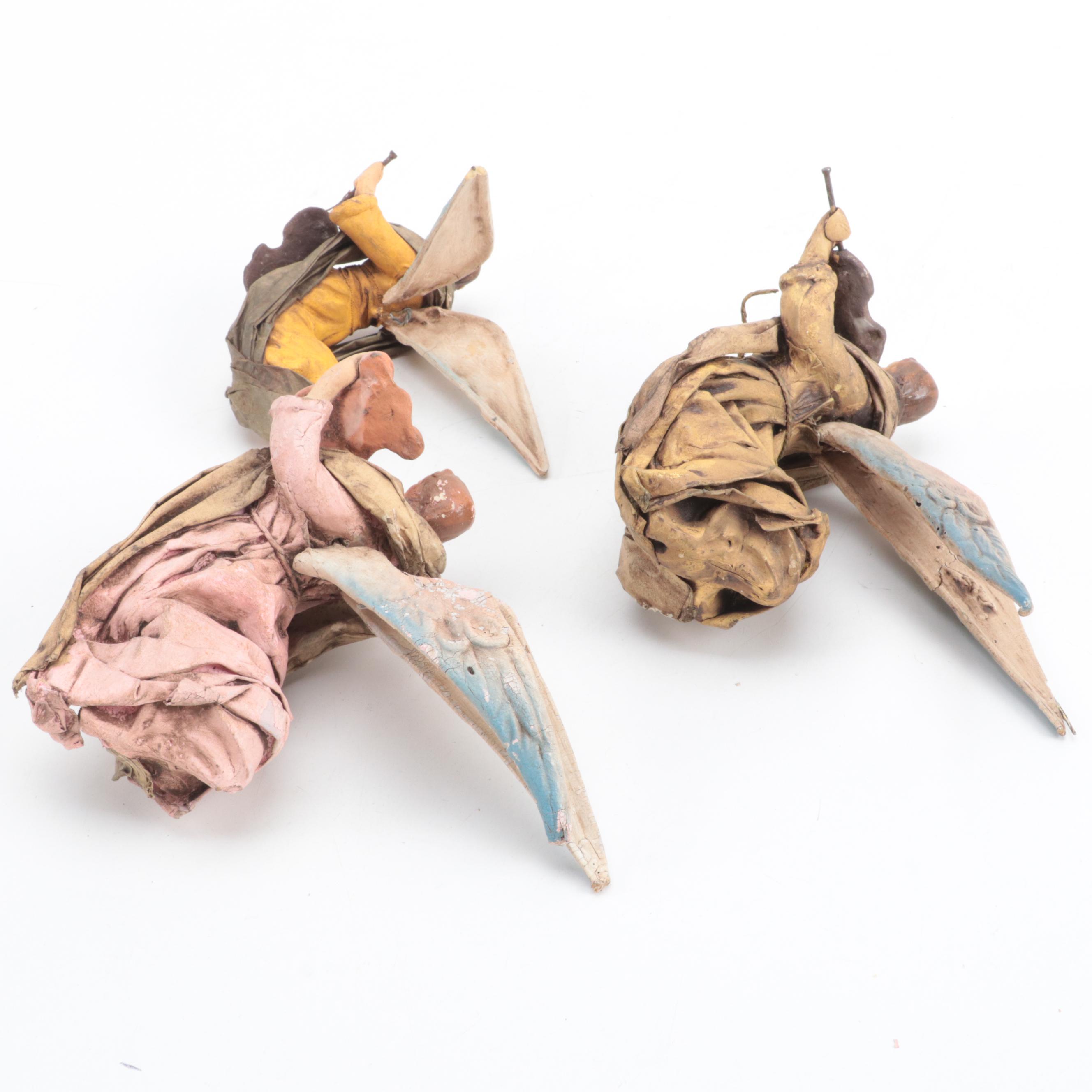 Italian Hand-Painted CartaPesta Papier-Mâché Angel Figurines