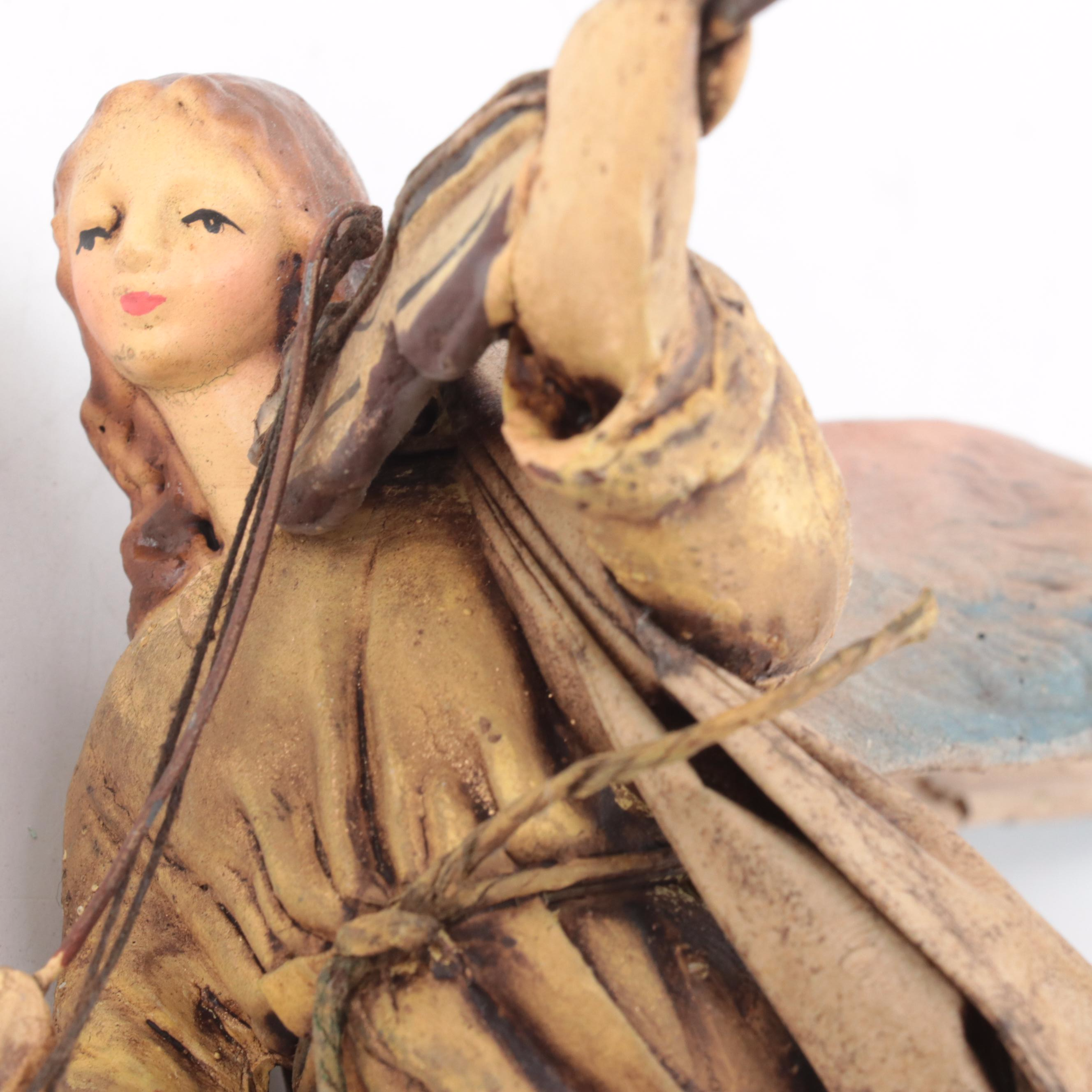 Italian Hand-Painted CartaPesta Papier-Mâché Angel Figurines
