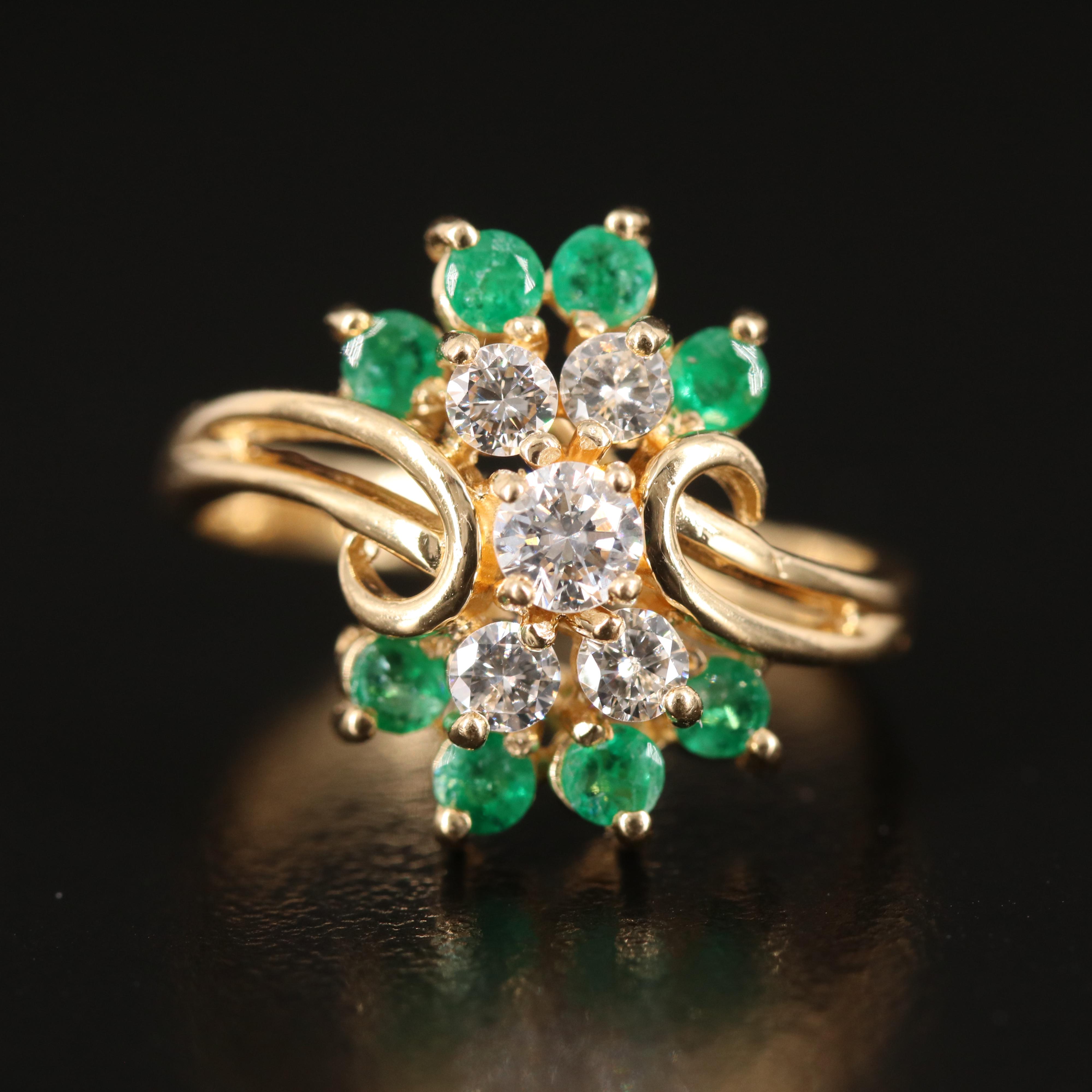 14K Diamond and Emerald Ring