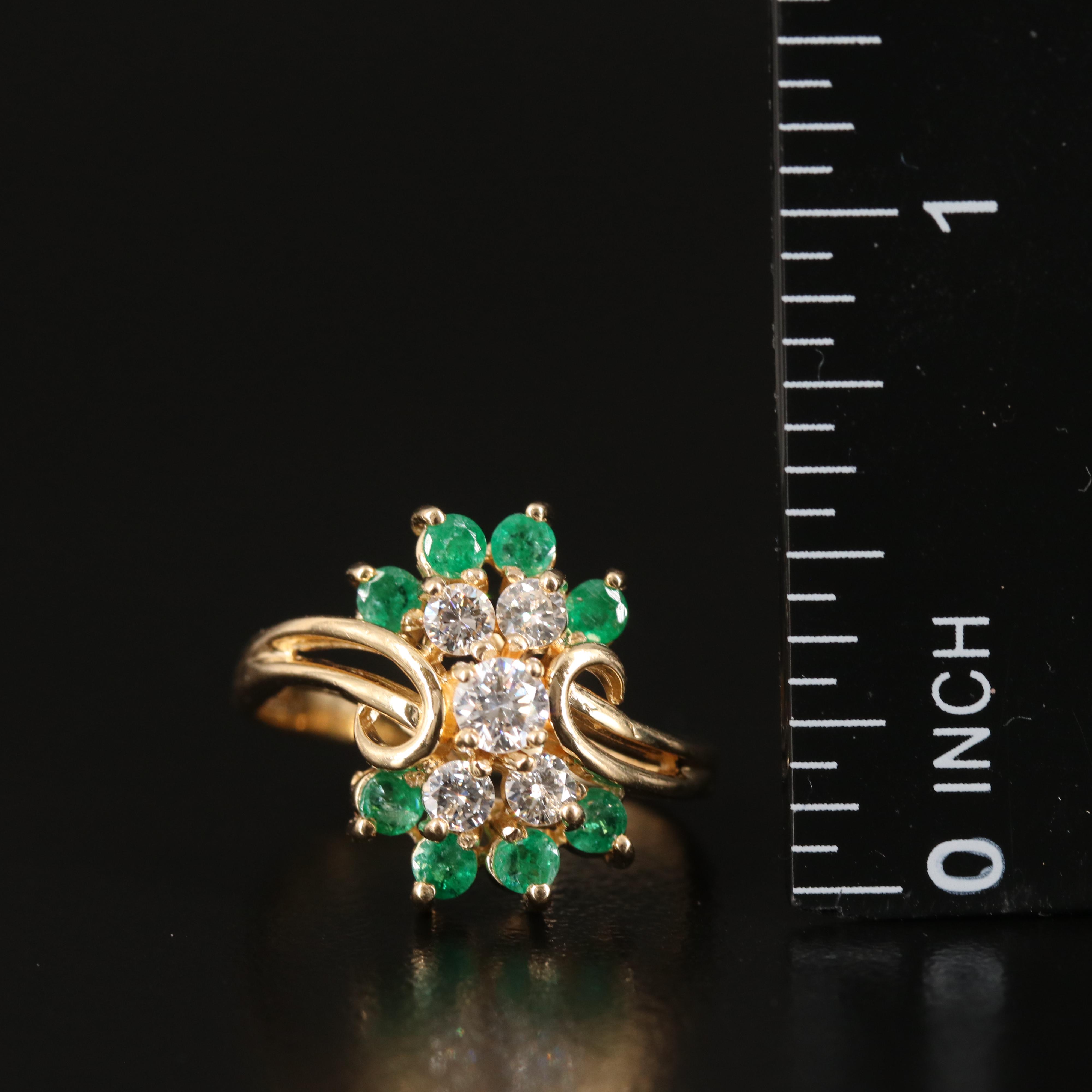 14K Diamond and Emerald Ring