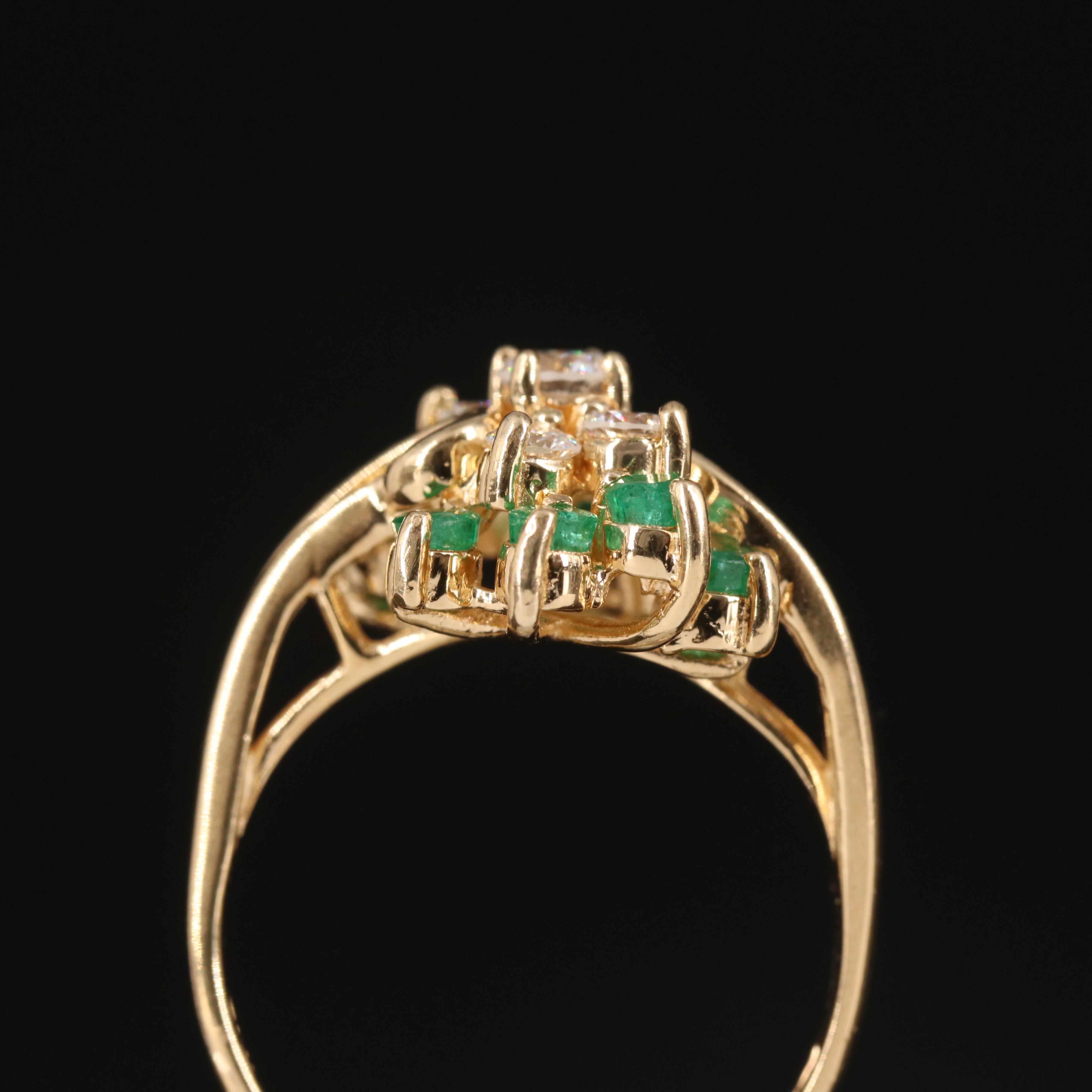 14K Diamond and Emerald Ring