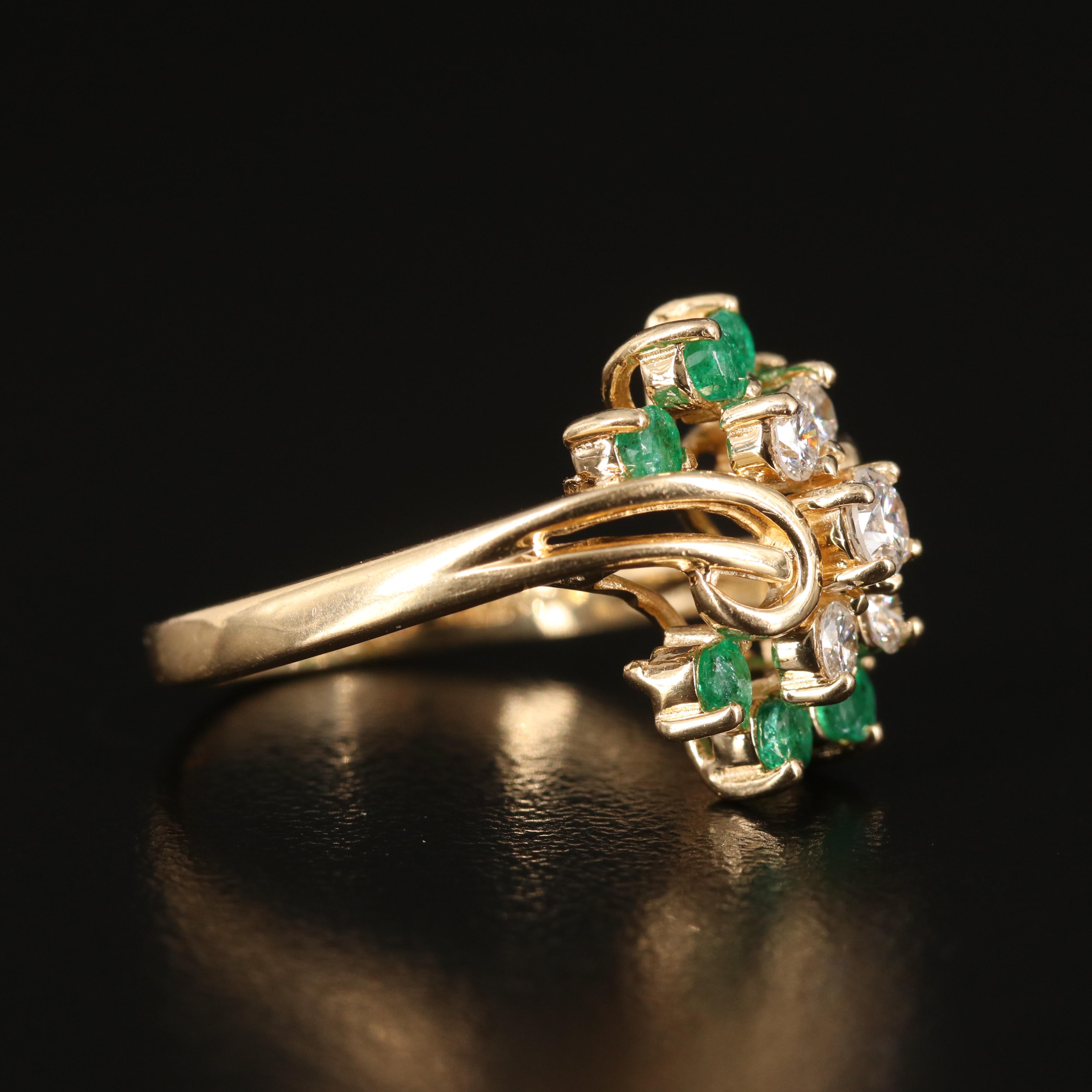 14K Diamond and Emerald Ring