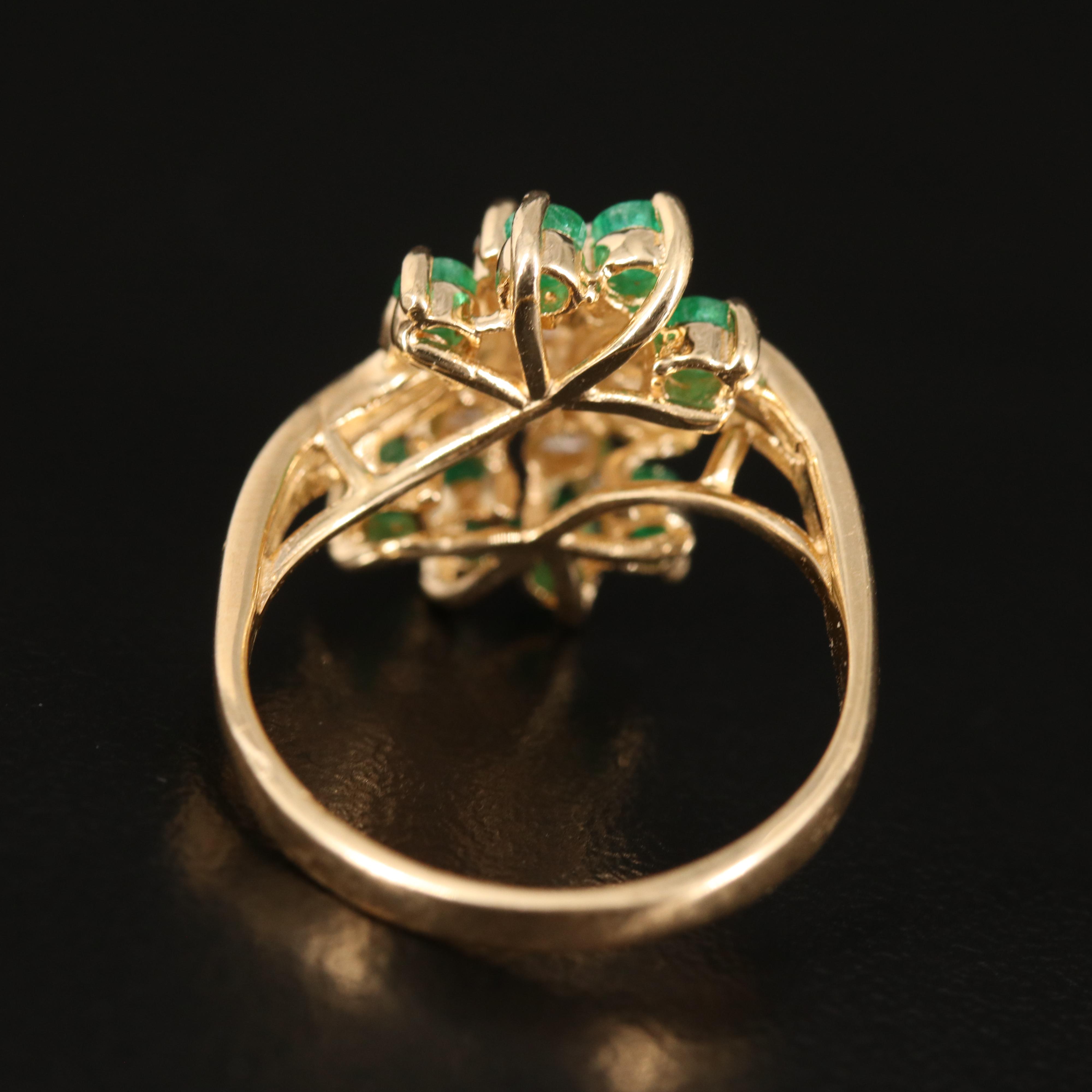 14K Diamond and Emerald Ring