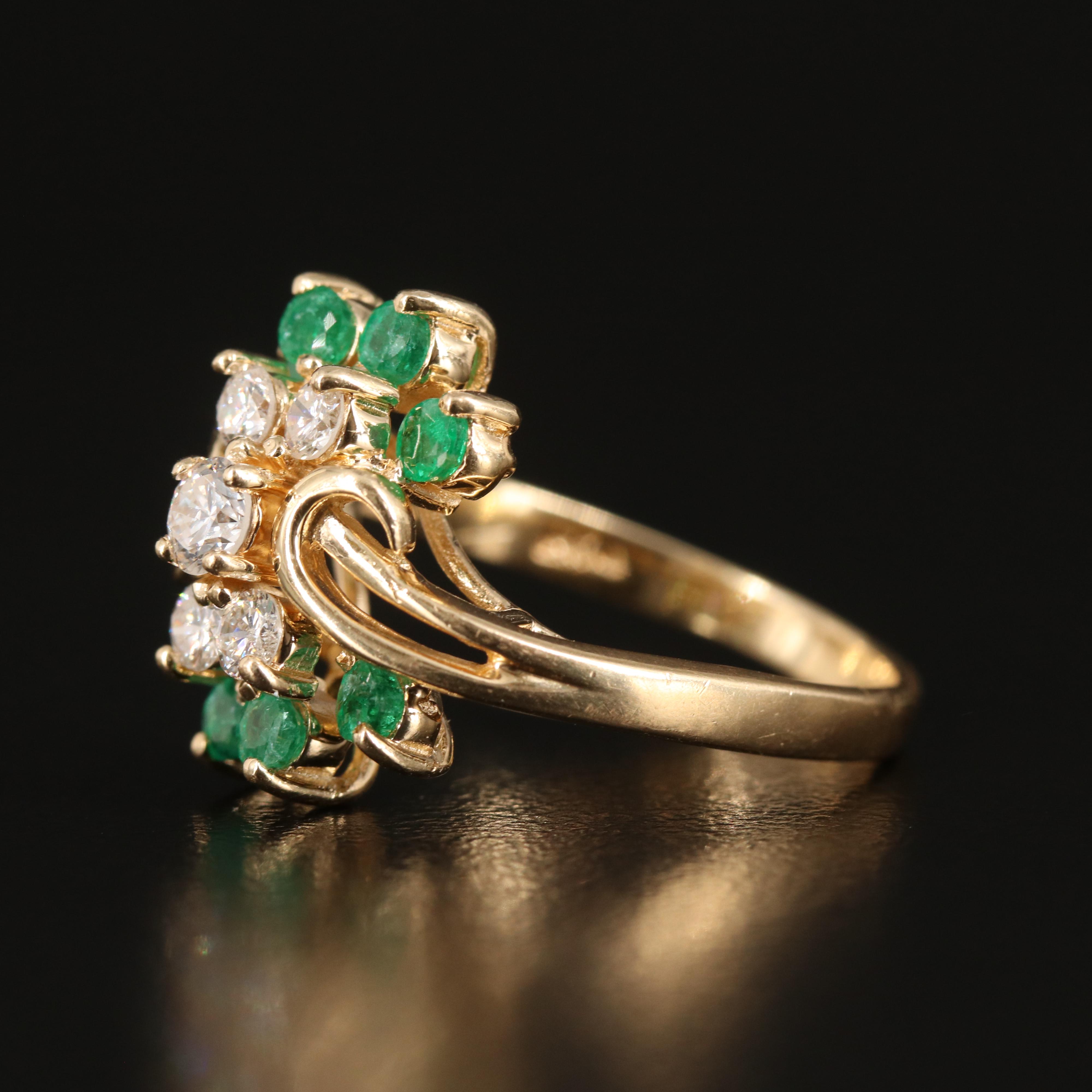 14K Diamond and Emerald Ring
