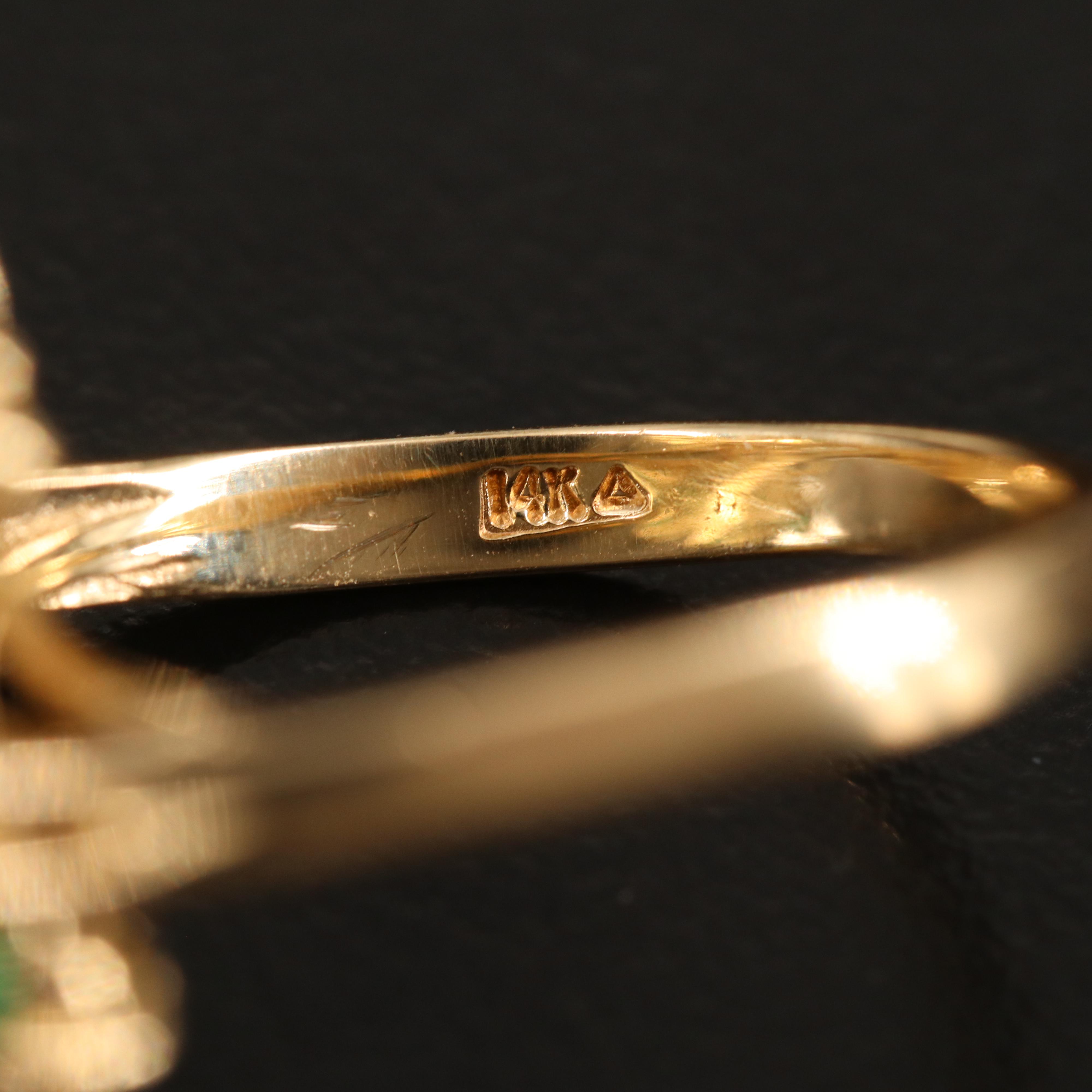 14K Diamond and Emerald Ring