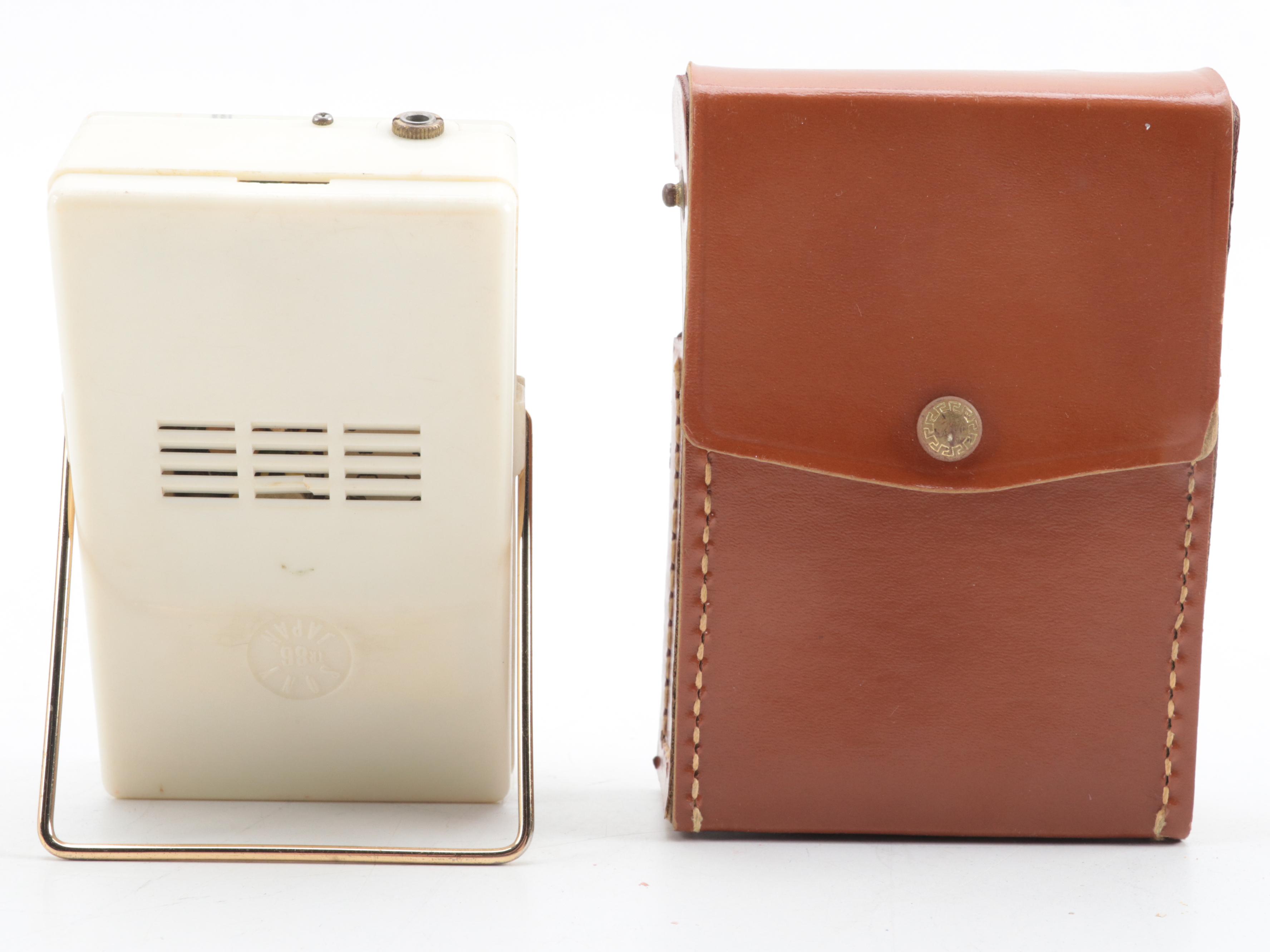 Sony 8 Portable Transistor Radio With Delmonico Leather Sleeve, Circa 1959