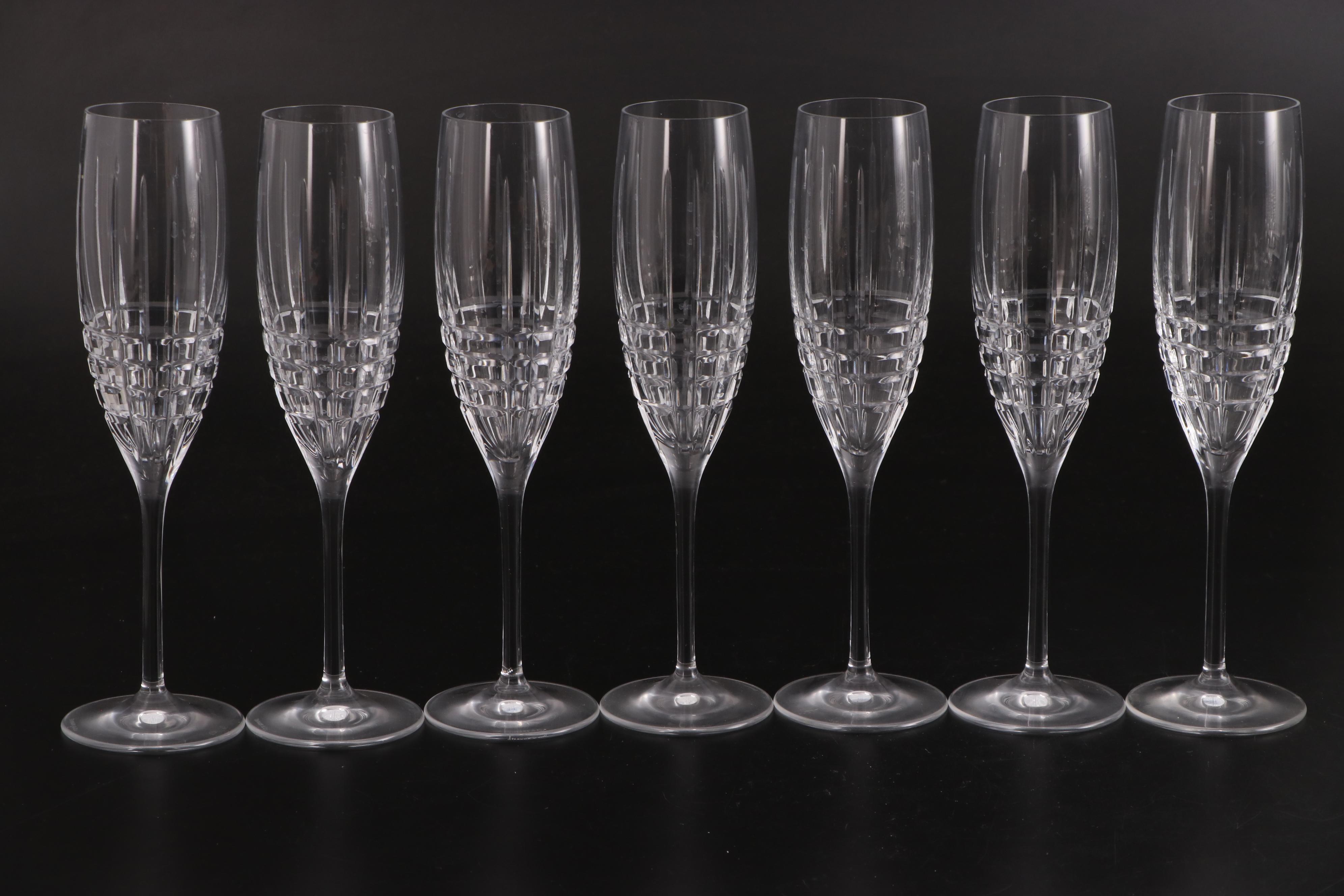 Tiffany & Co. "Plaid" Crystal Champagne Flutes