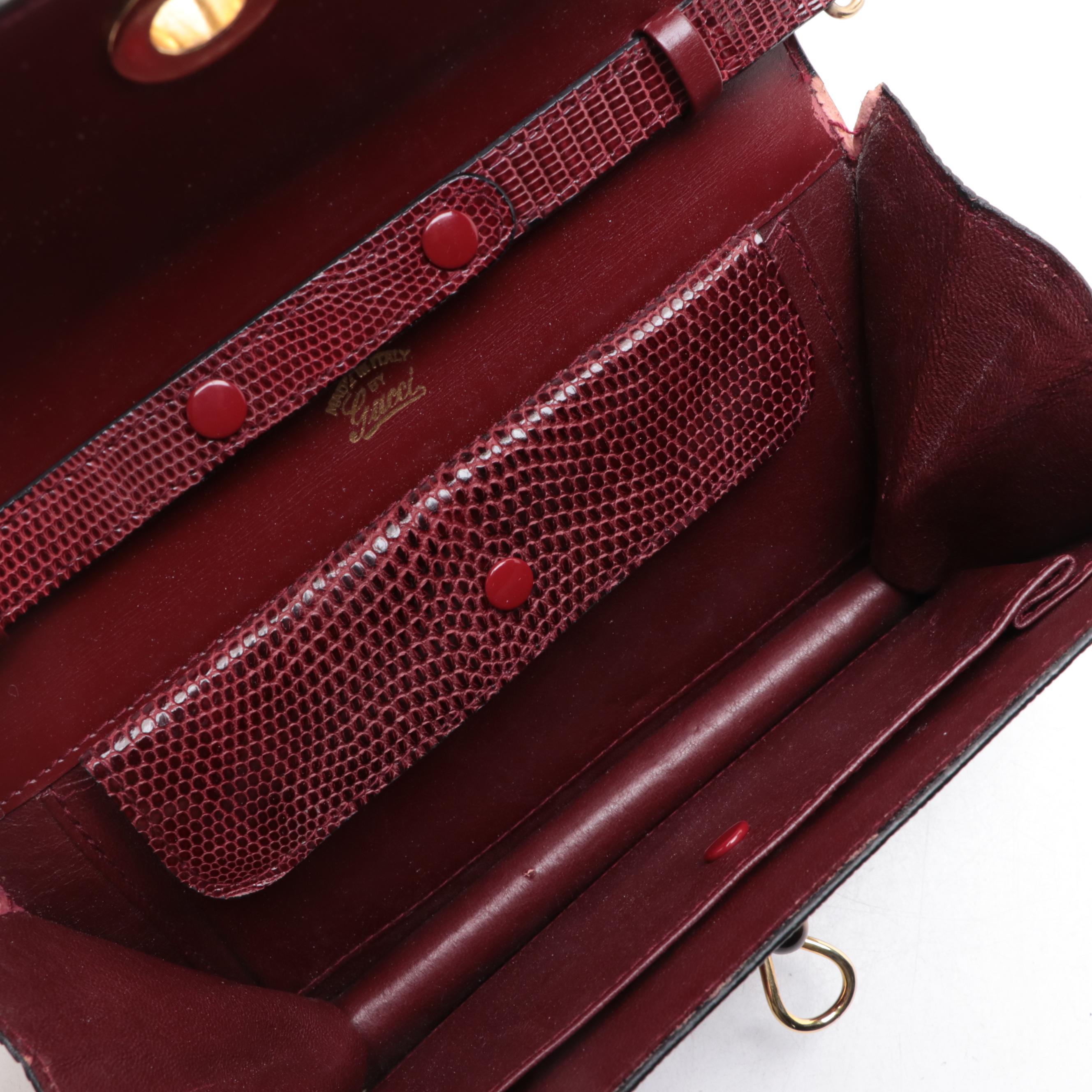 Gucci Small Flap Shoulder Bag in Lizard Skin with Tiger Eye Cabochon Clasp