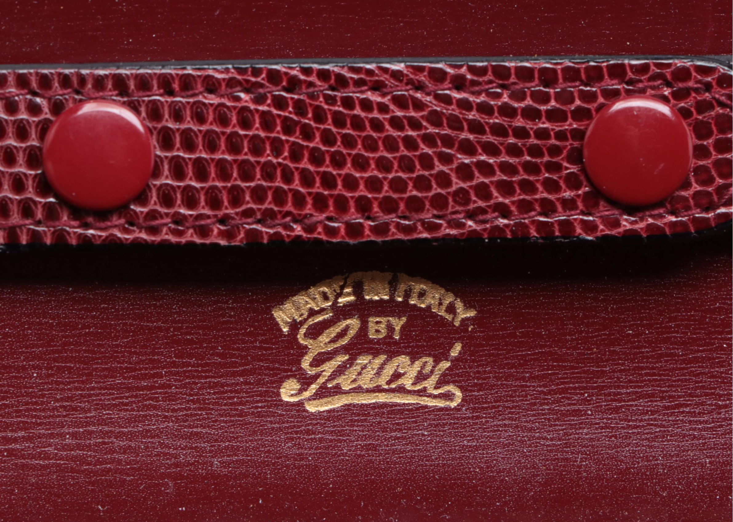 Gucci Small Flap Shoulder Bag in Lizard Skin with Tiger Eye Cabochon Clasp