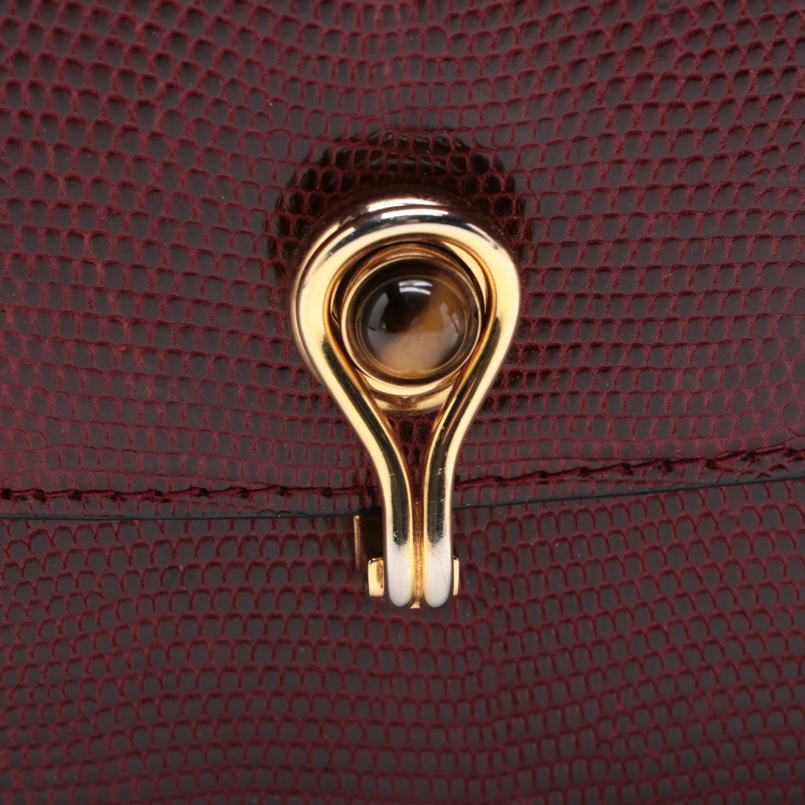 Gucci Small Flap Shoulder Bag in Lizard Skin with Tiger Eye Cabochon Clasp