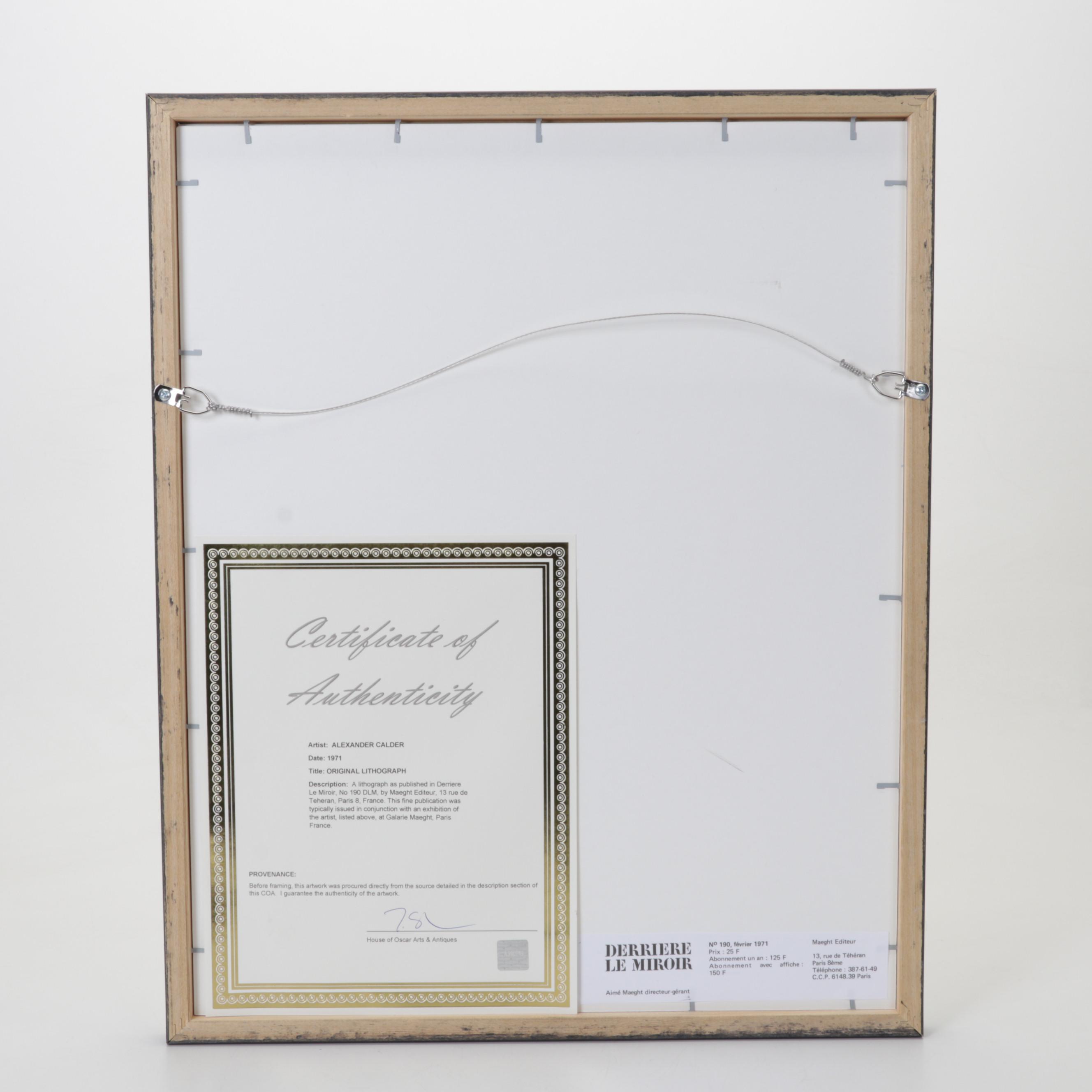 Alexander Calder Color Lithograph for "Derrière le Miroir," 1971