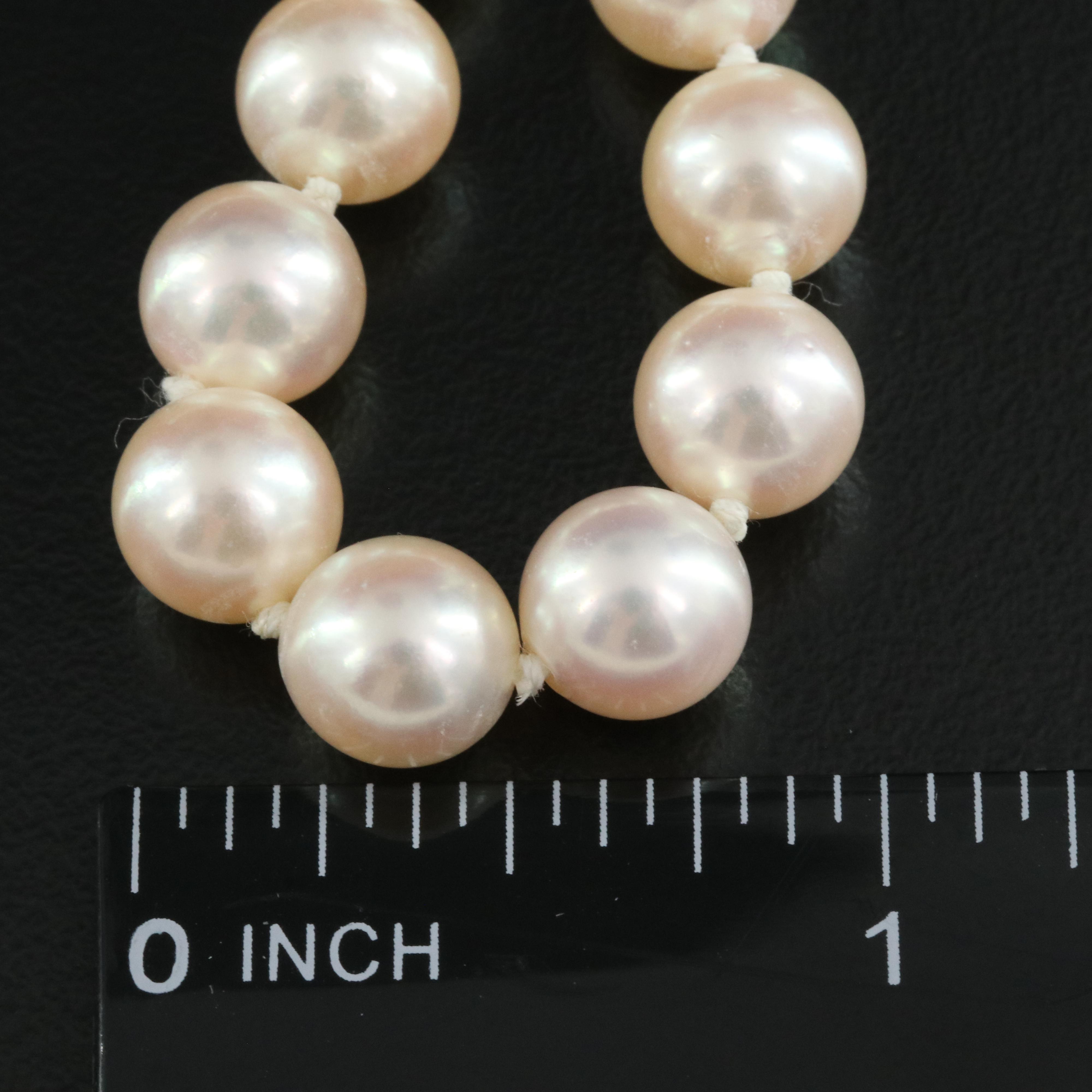 Pearl Necklace with 1.00 CTW Diamond and 14K Clasp