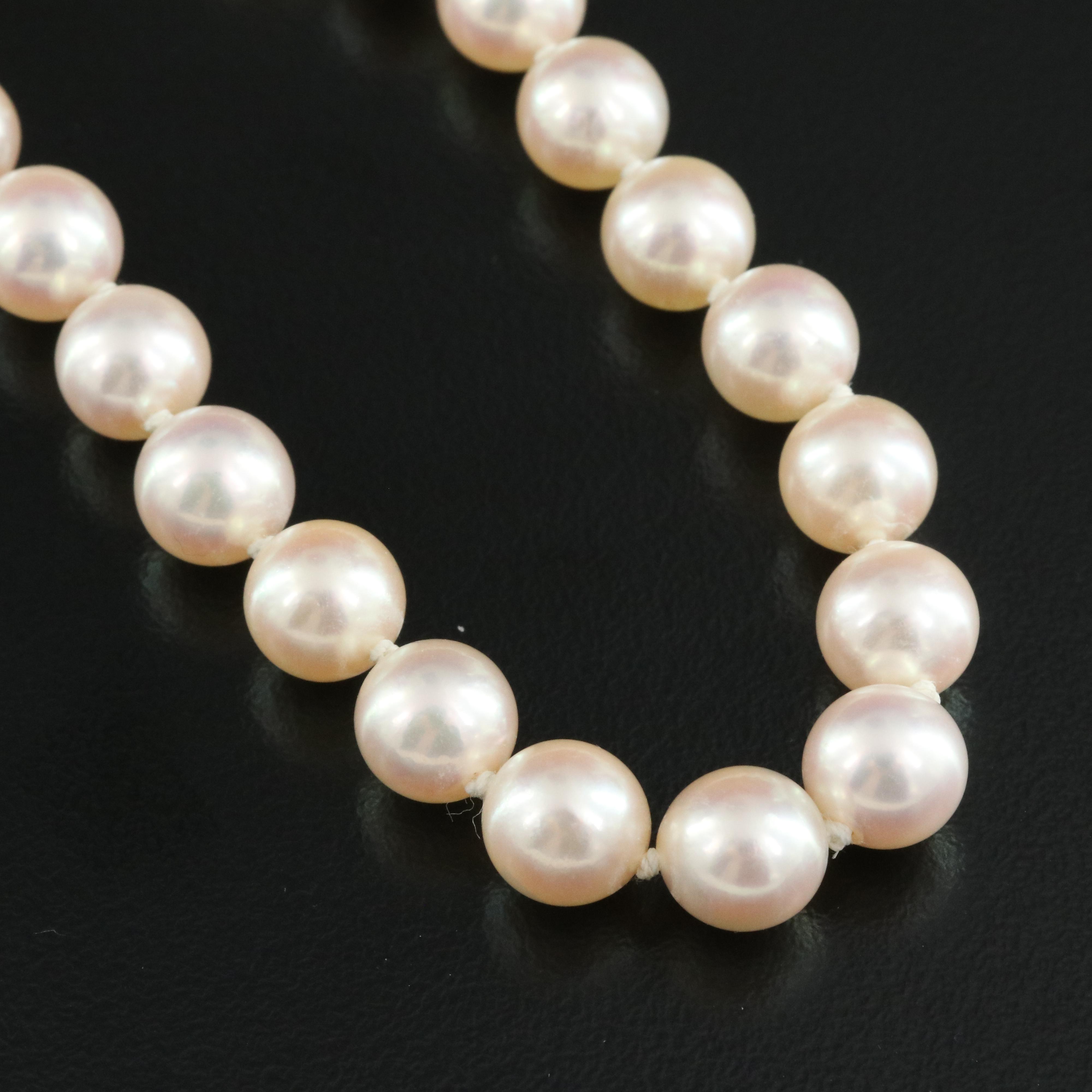 Pearl Necklace with 1.00 CTW Diamond and 14K Clasp