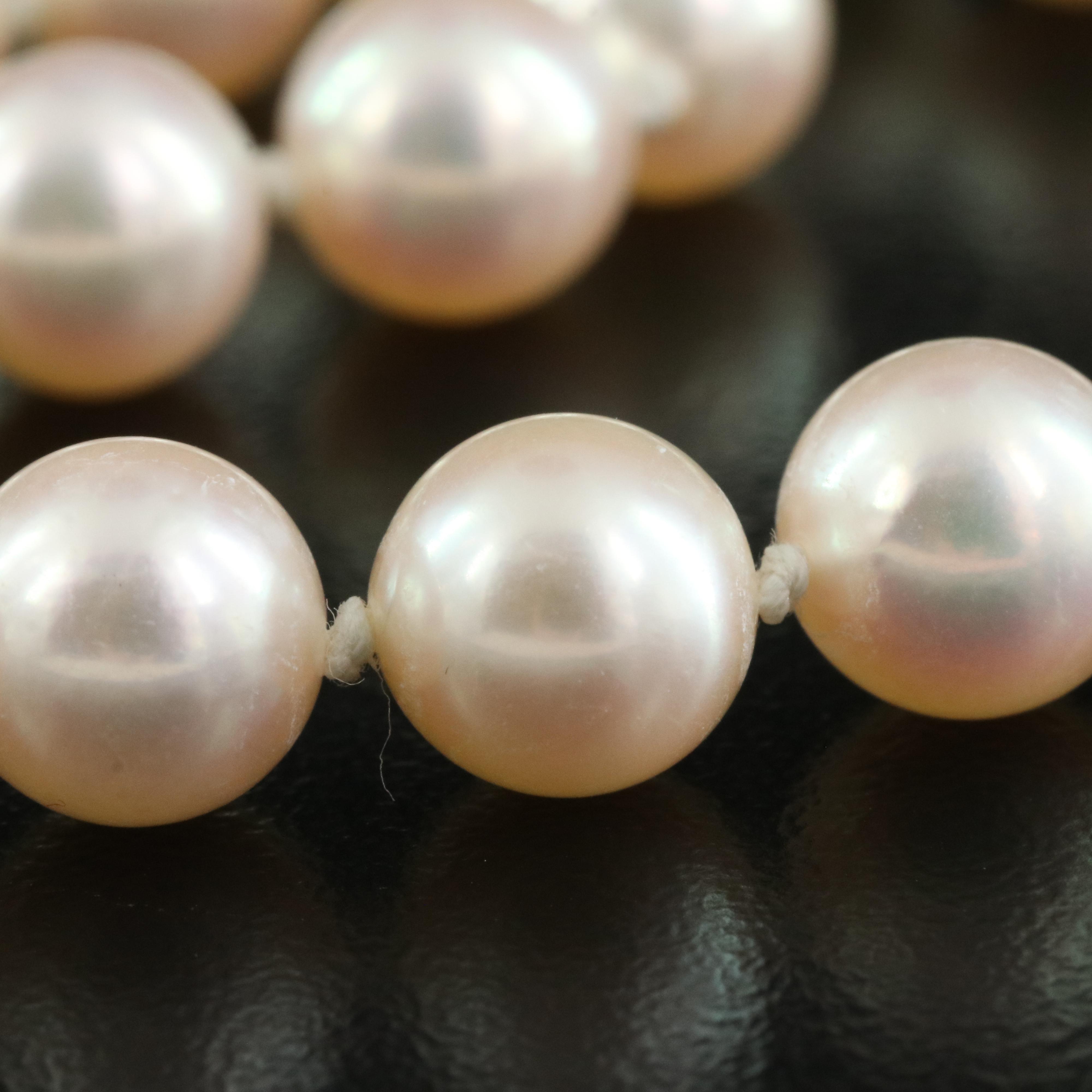 Pearl Necklace with 1.00 CTW Diamond and 14K Clasp