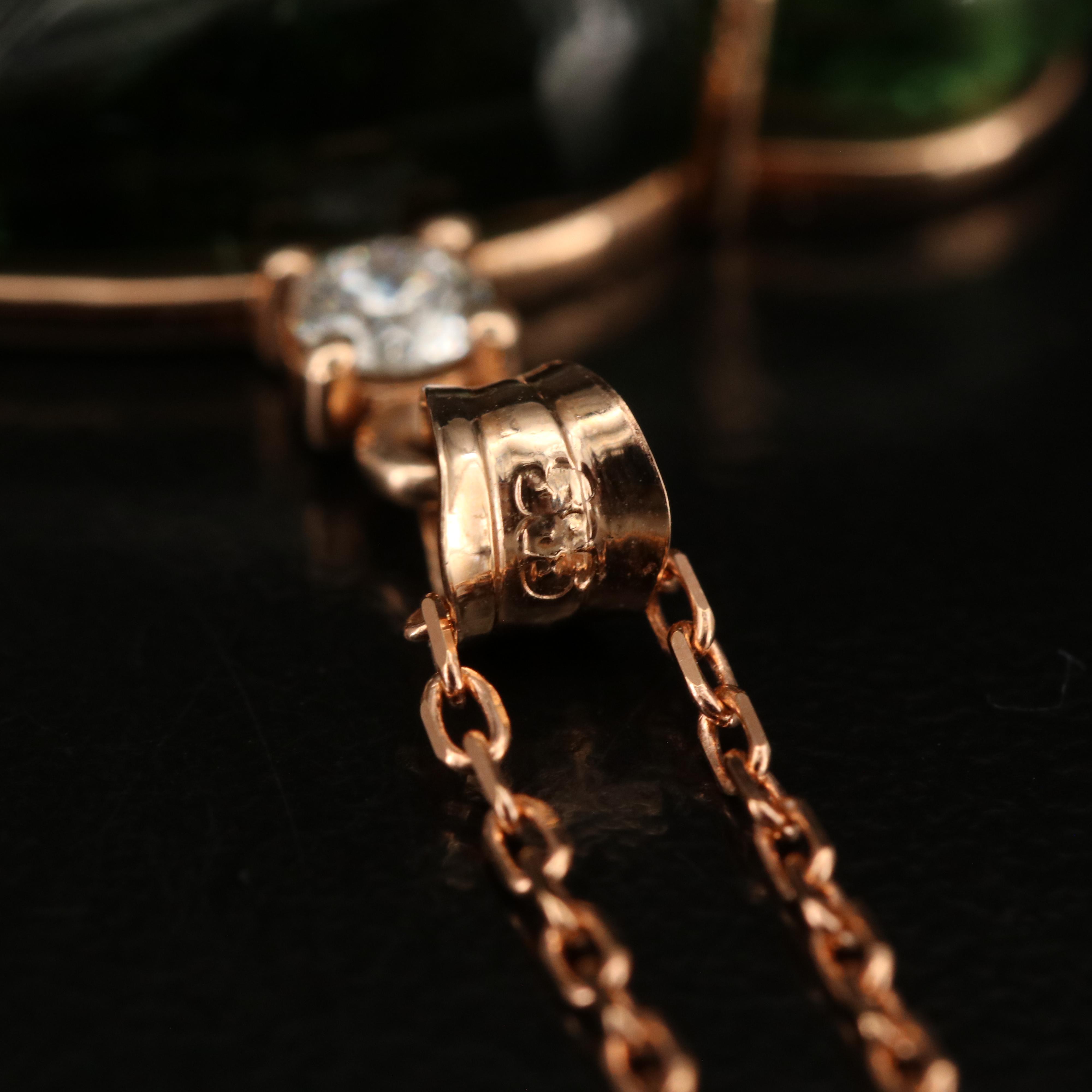 14K Rose Gold Tourmaline and Diamond Carved Bird Pendant Necklace