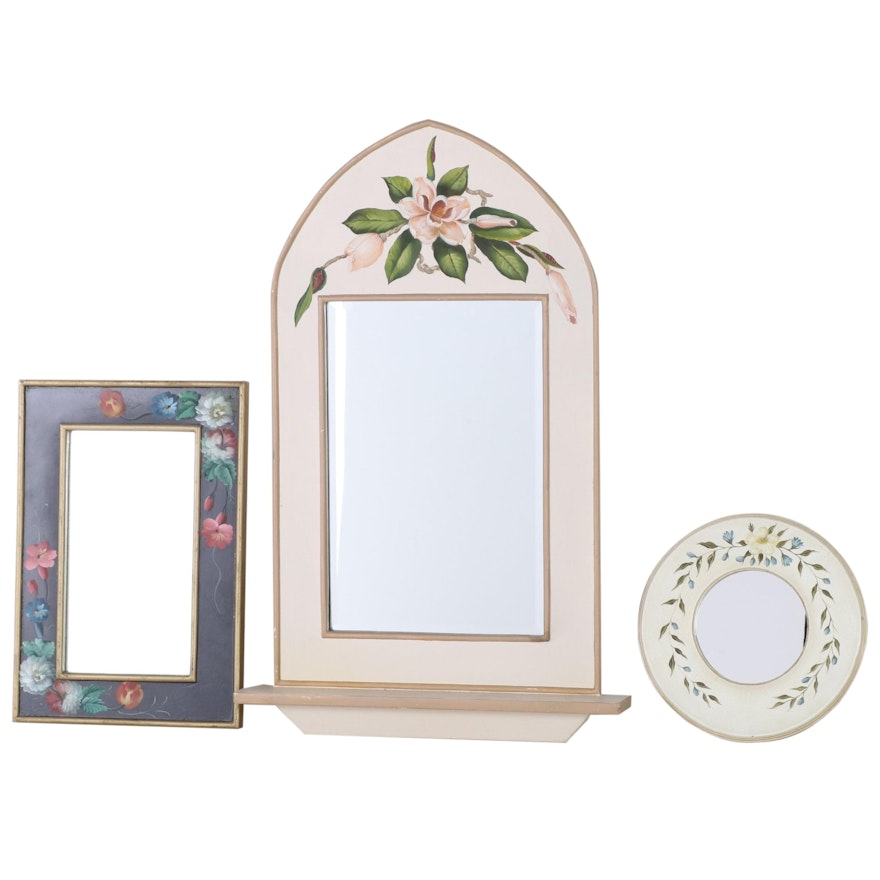 Three Floral-Painted Mirrors
