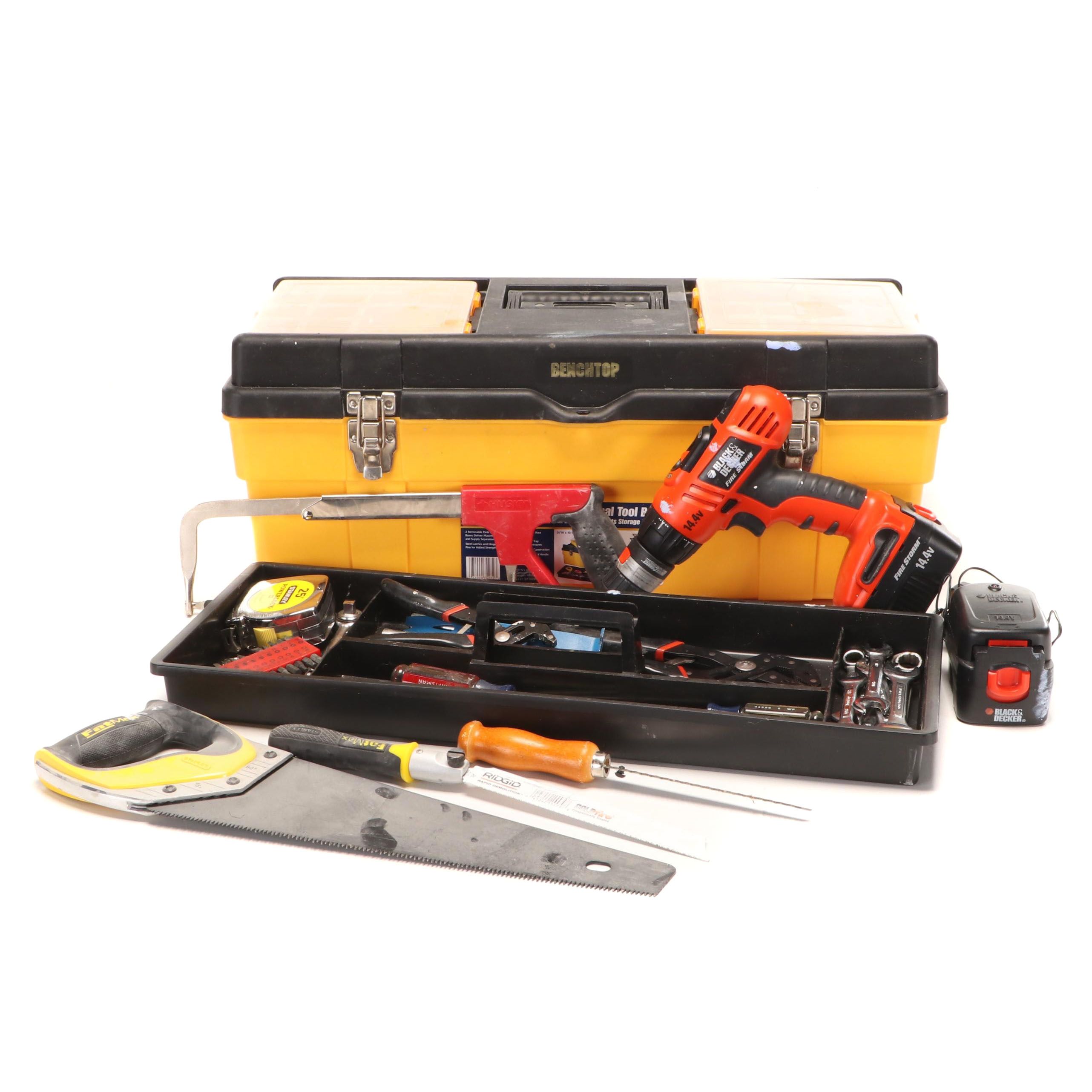 Black & Decker FireStorm Drill with Tool Box and Hand Tools