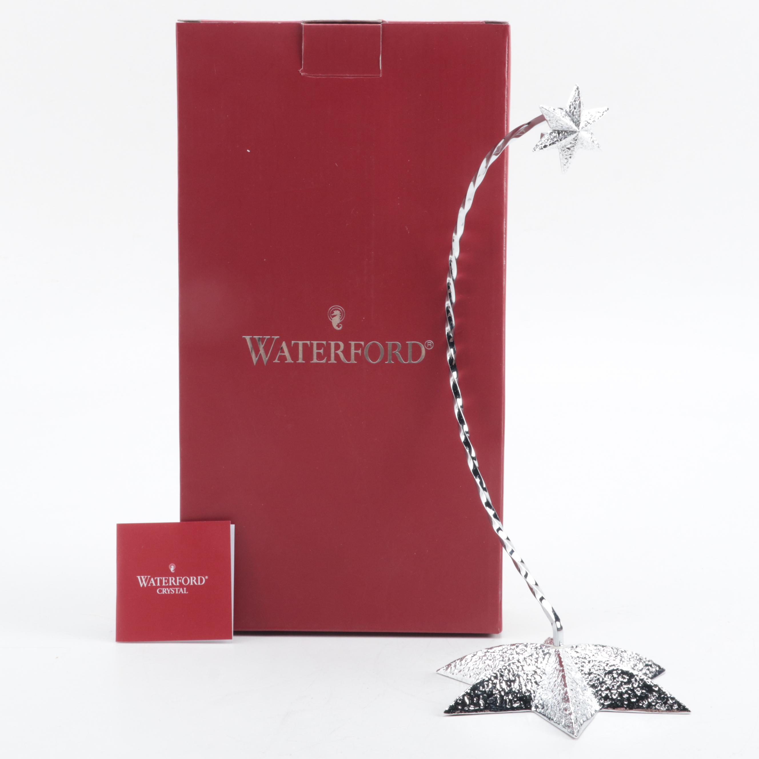 Jay Strongwater Enameled Rabbit Ornament with Waterford Metal Ornament Stand