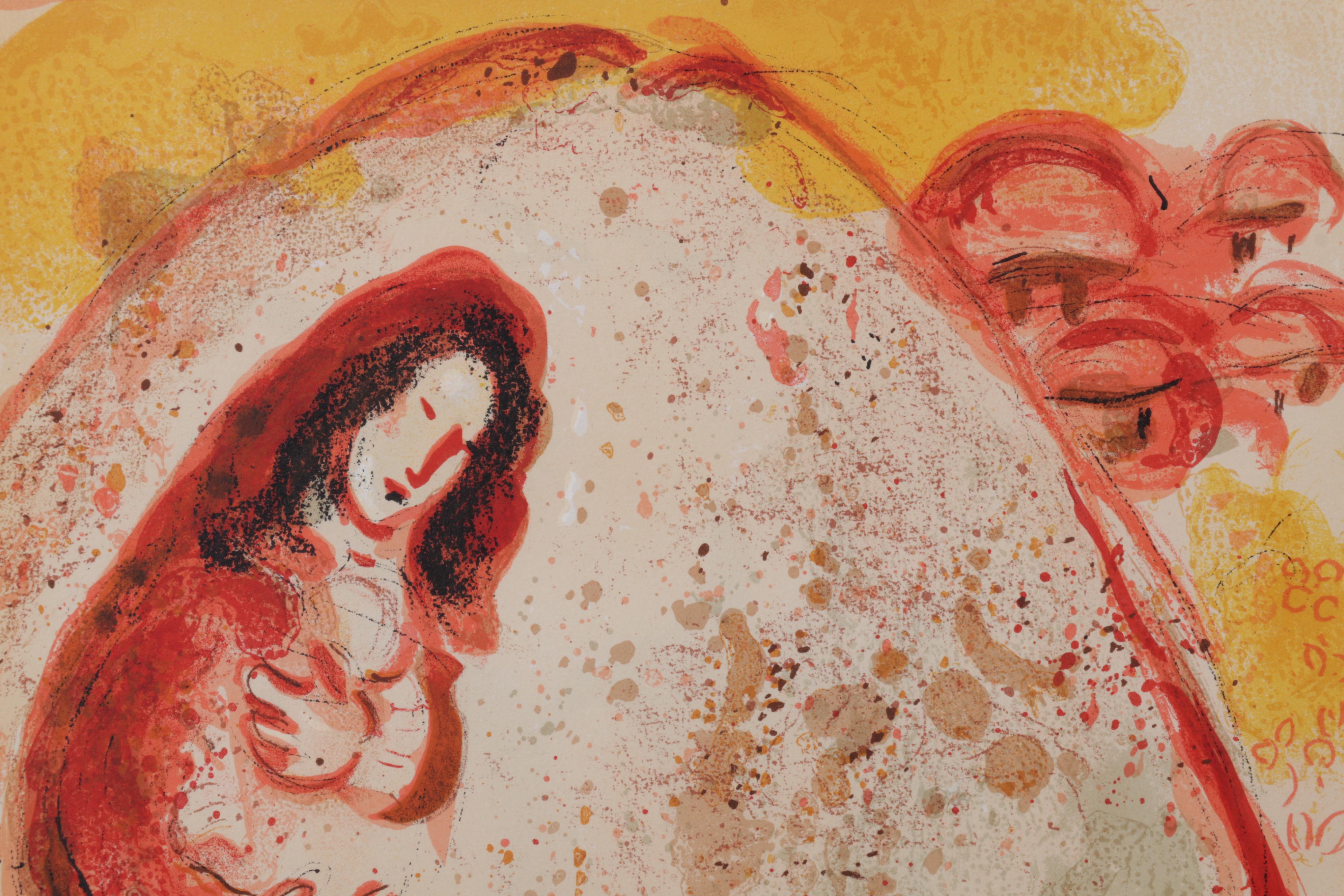 Marc Chagall Color Lithograph "Rachel dérobe les idoles de son père," 1960