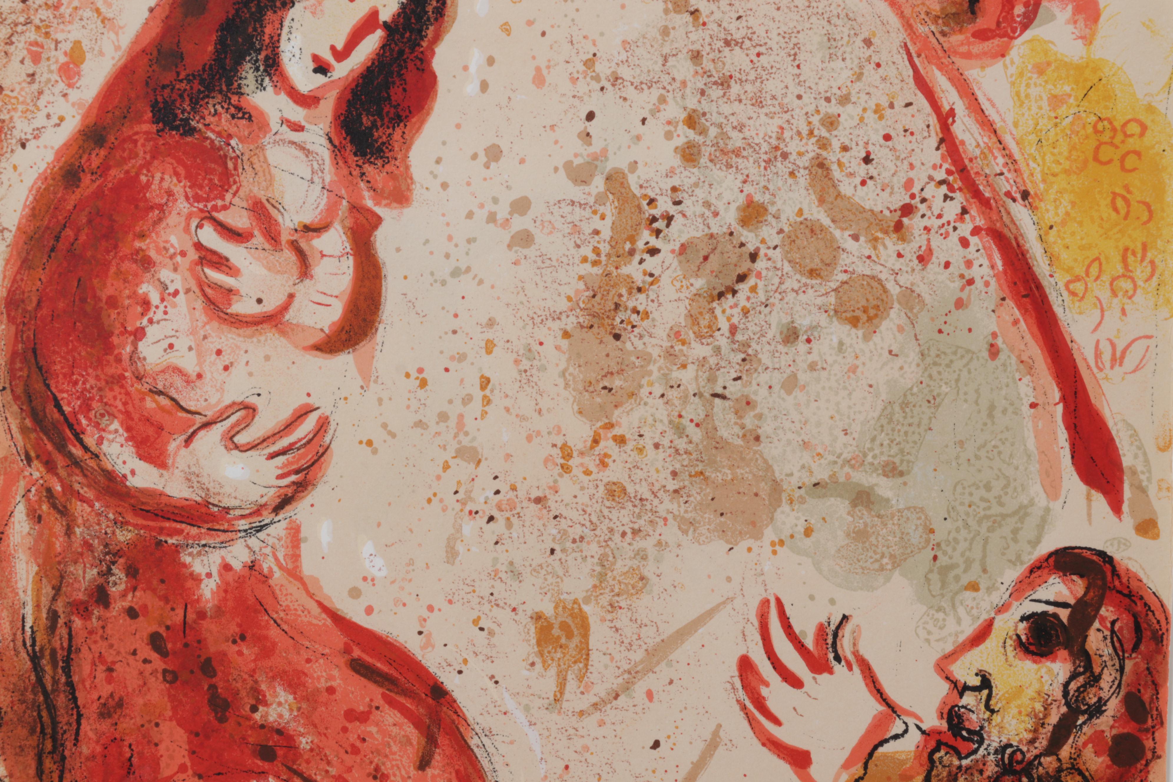 Marc Chagall Color Lithograph "Rachel dérobe les idoles de son père," 1960