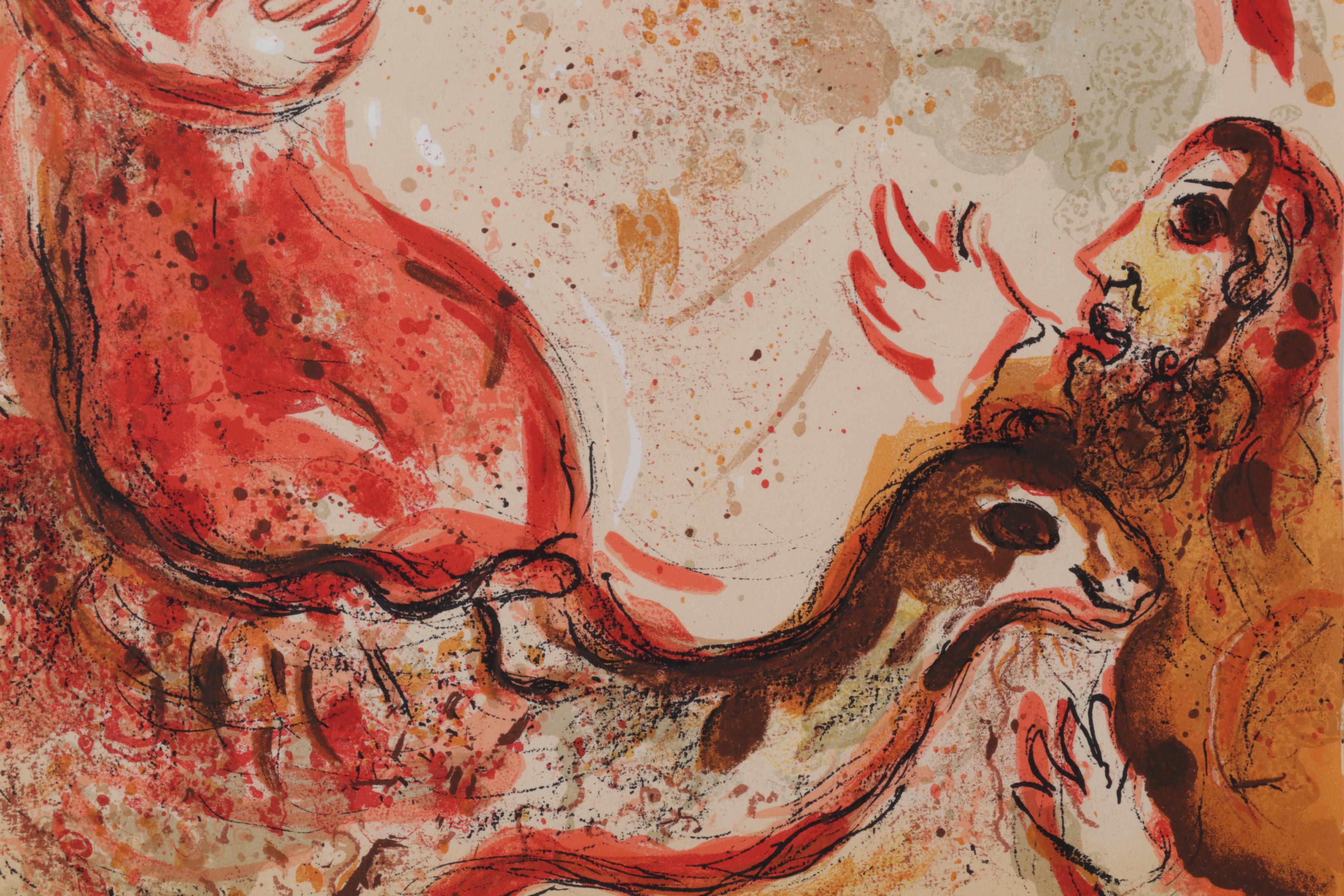 Marc Chagall Color Lithograph "Rachel dérobe les idoles de son père," 1960