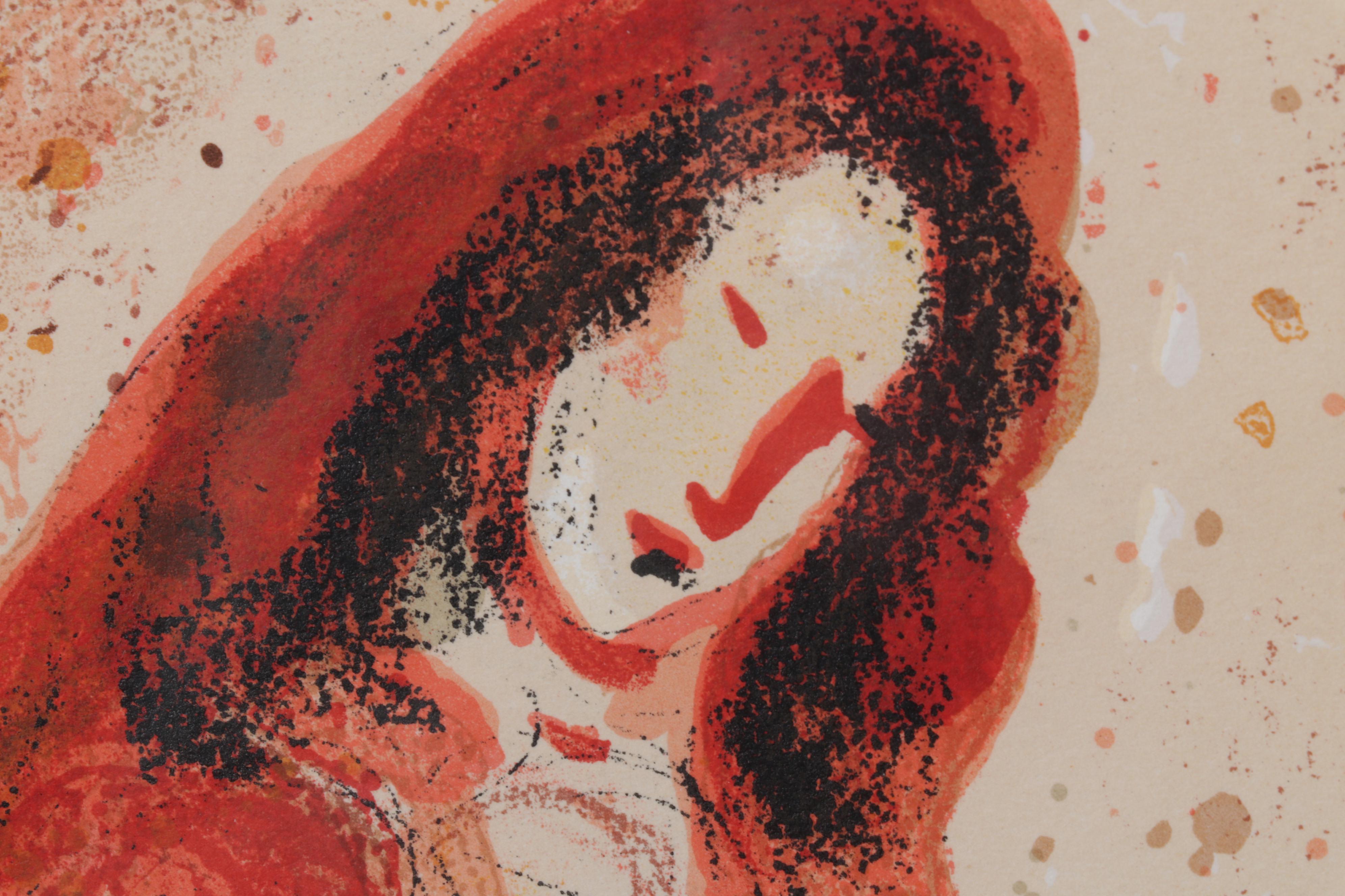 Marc Chagall Color Lithograph "Rachel dérobe les idoles de son père," 1960
