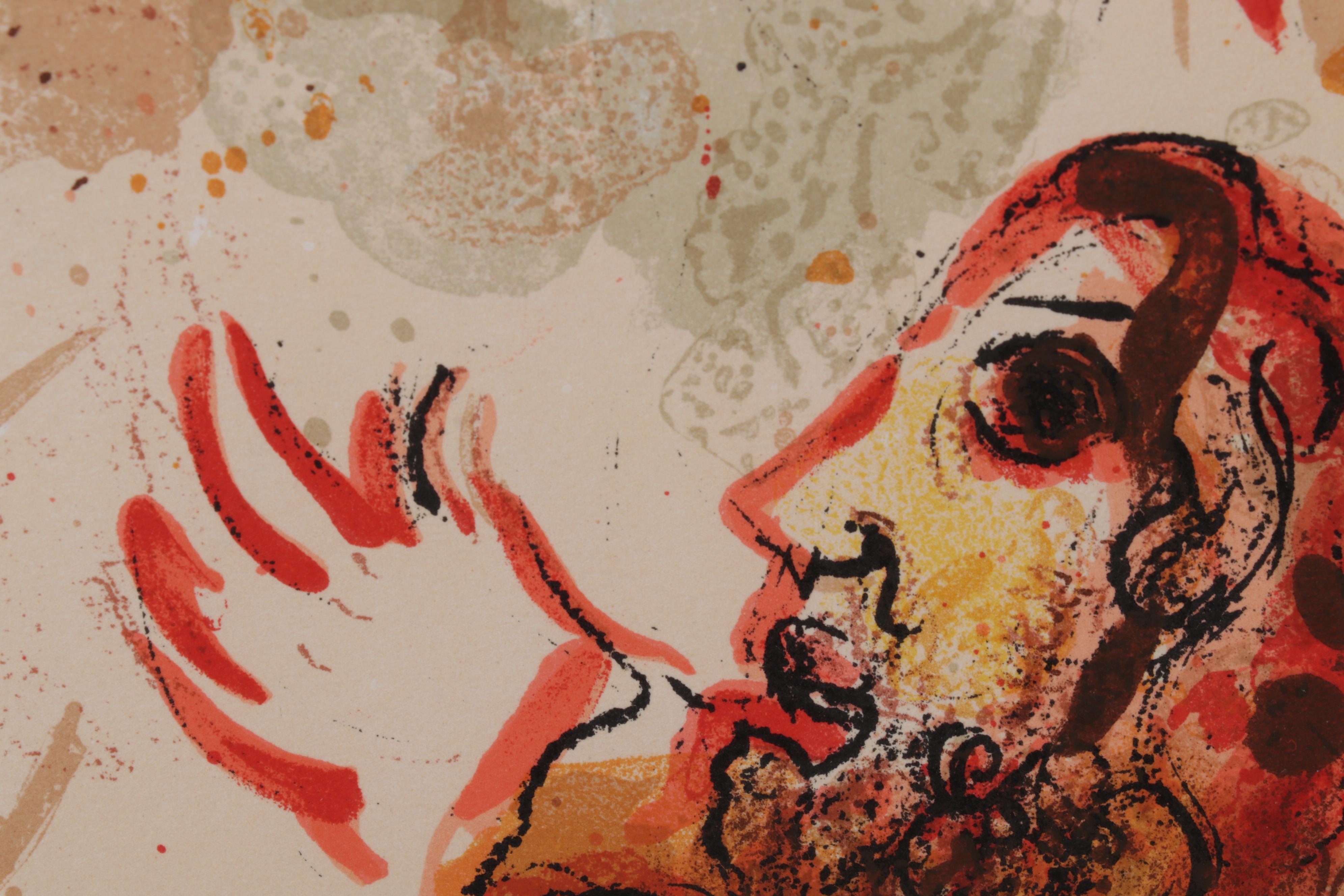 Marc Chagall Color Lithograph "Rachel dérobe les idoles de son père," 1960