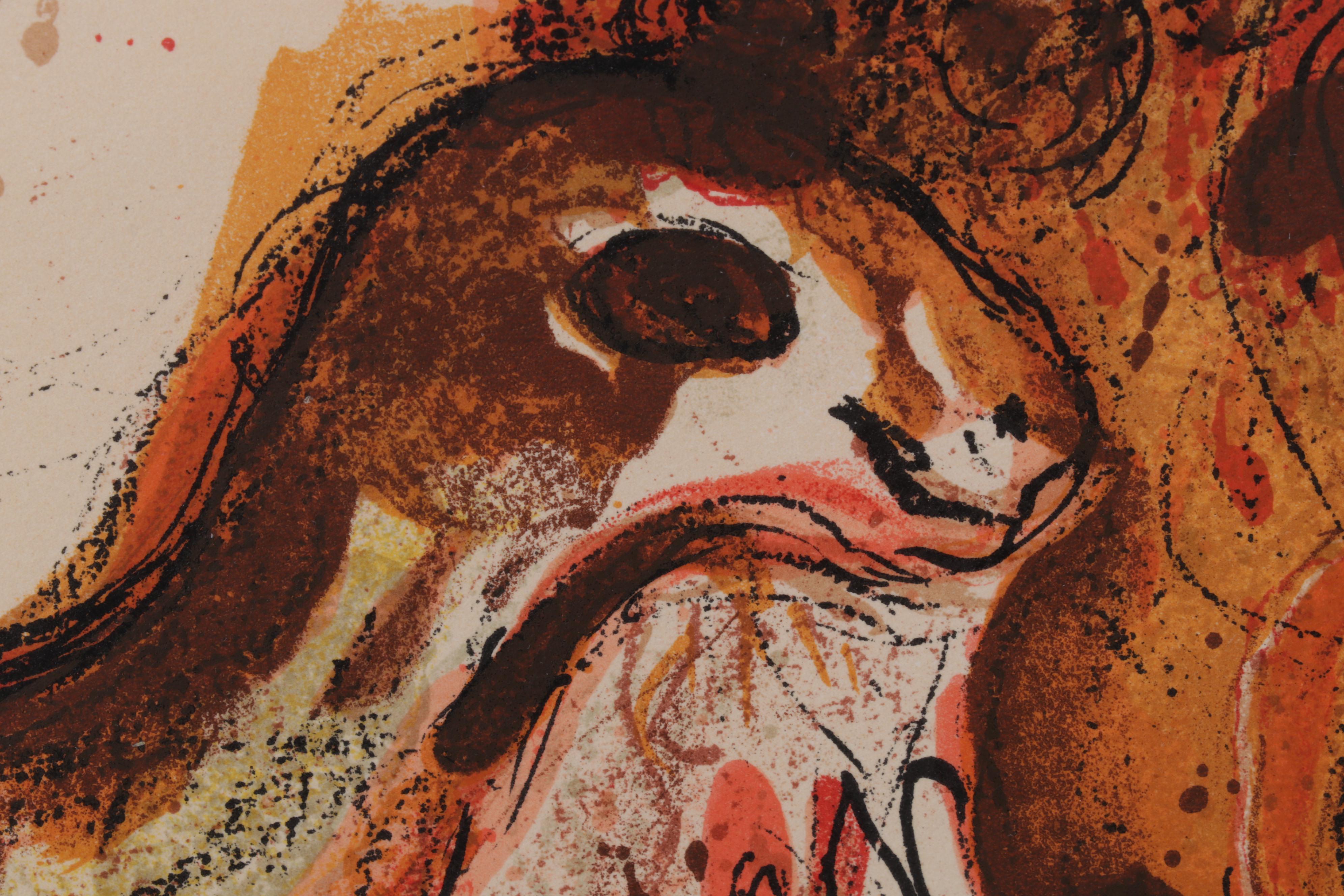 Marc Chagall Color Lithograph "Rachel dérobe les idoles de son père," 1960